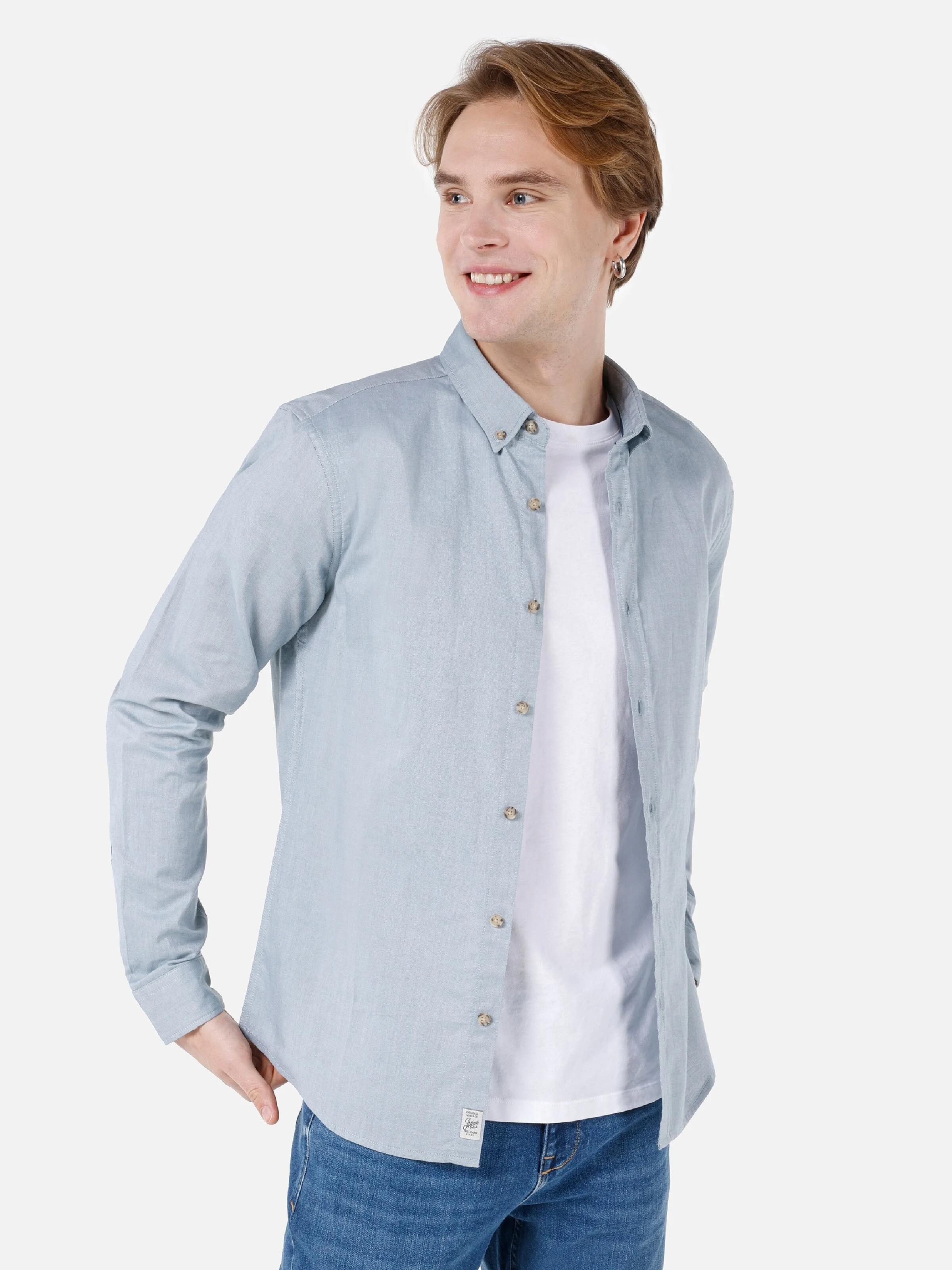 DOKUMA ÜST ERKEK UZUN KOL GÖMLEK Slim Fit