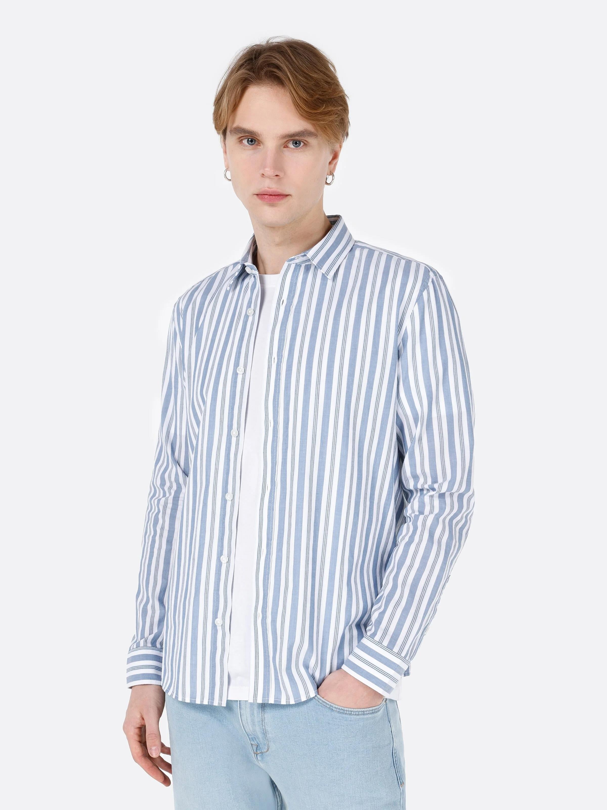 DOKUMA ÜST ERKEK UZUN KOL GÖMLEK Slim Fit
