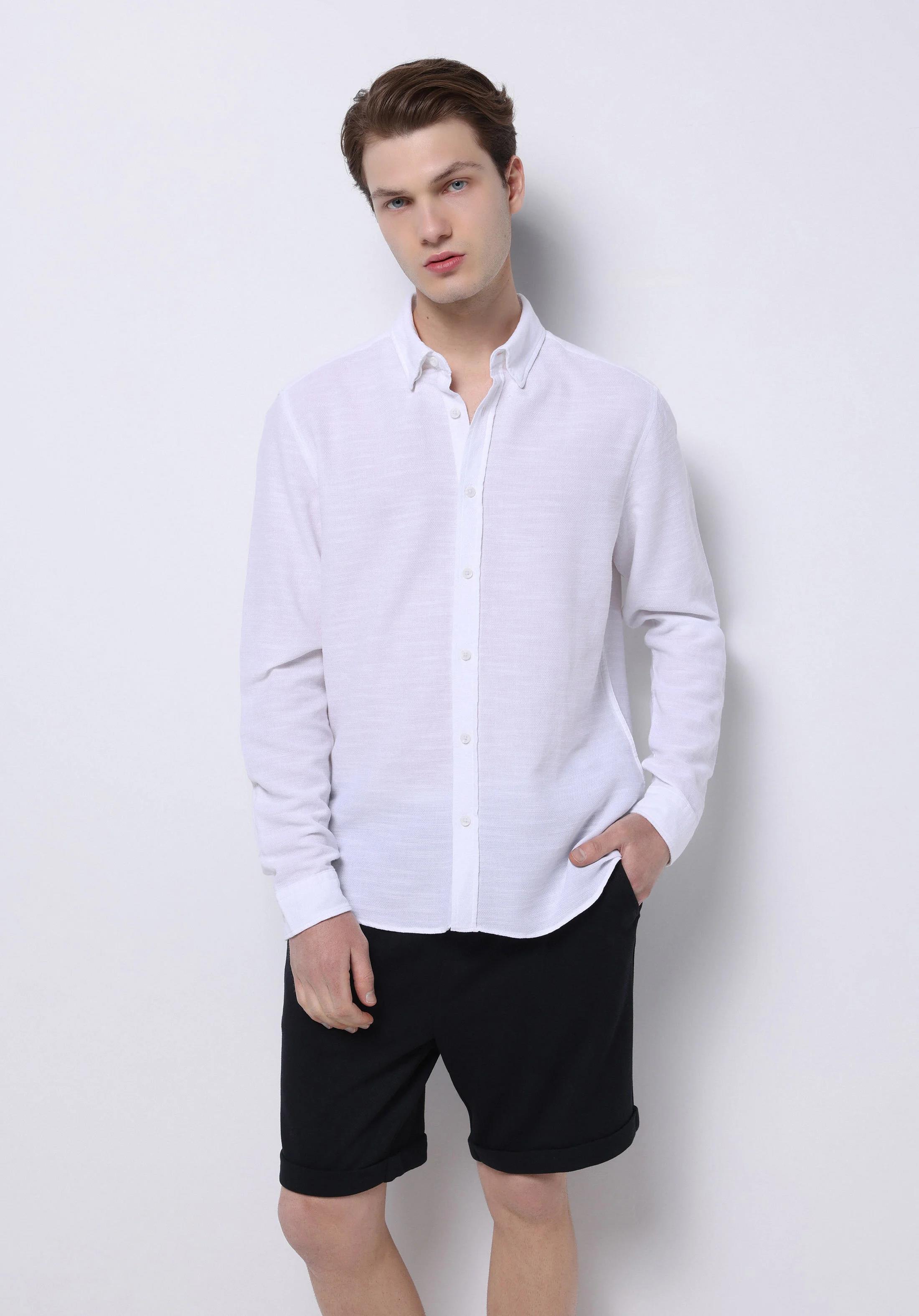 DOKUMA ÜST ERKEK UZUN KOL GÖMLEK Slim Fit