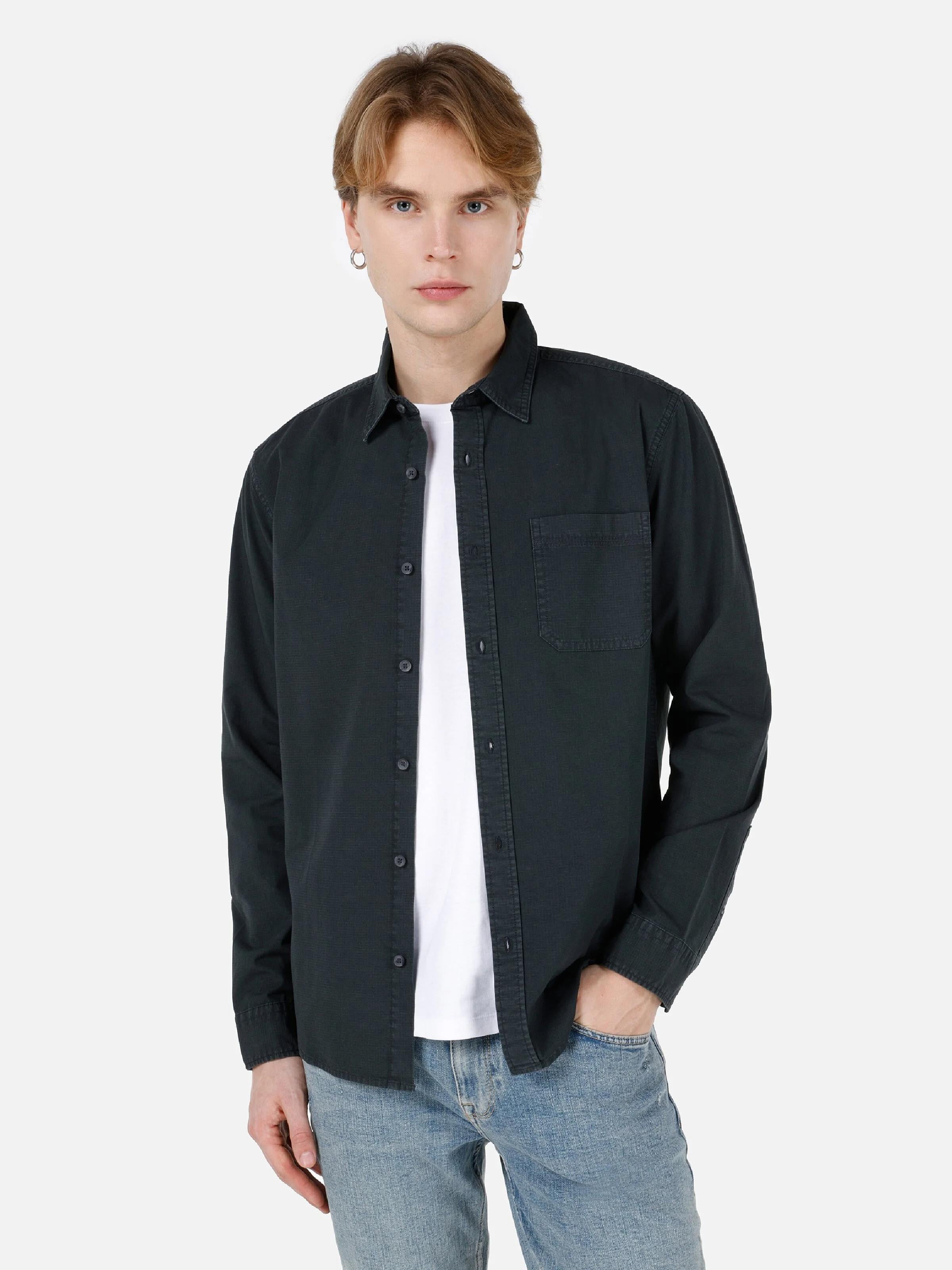 DOKUMA ÜST ERKEK UZUN KOL GÖMLEK Slim Fit