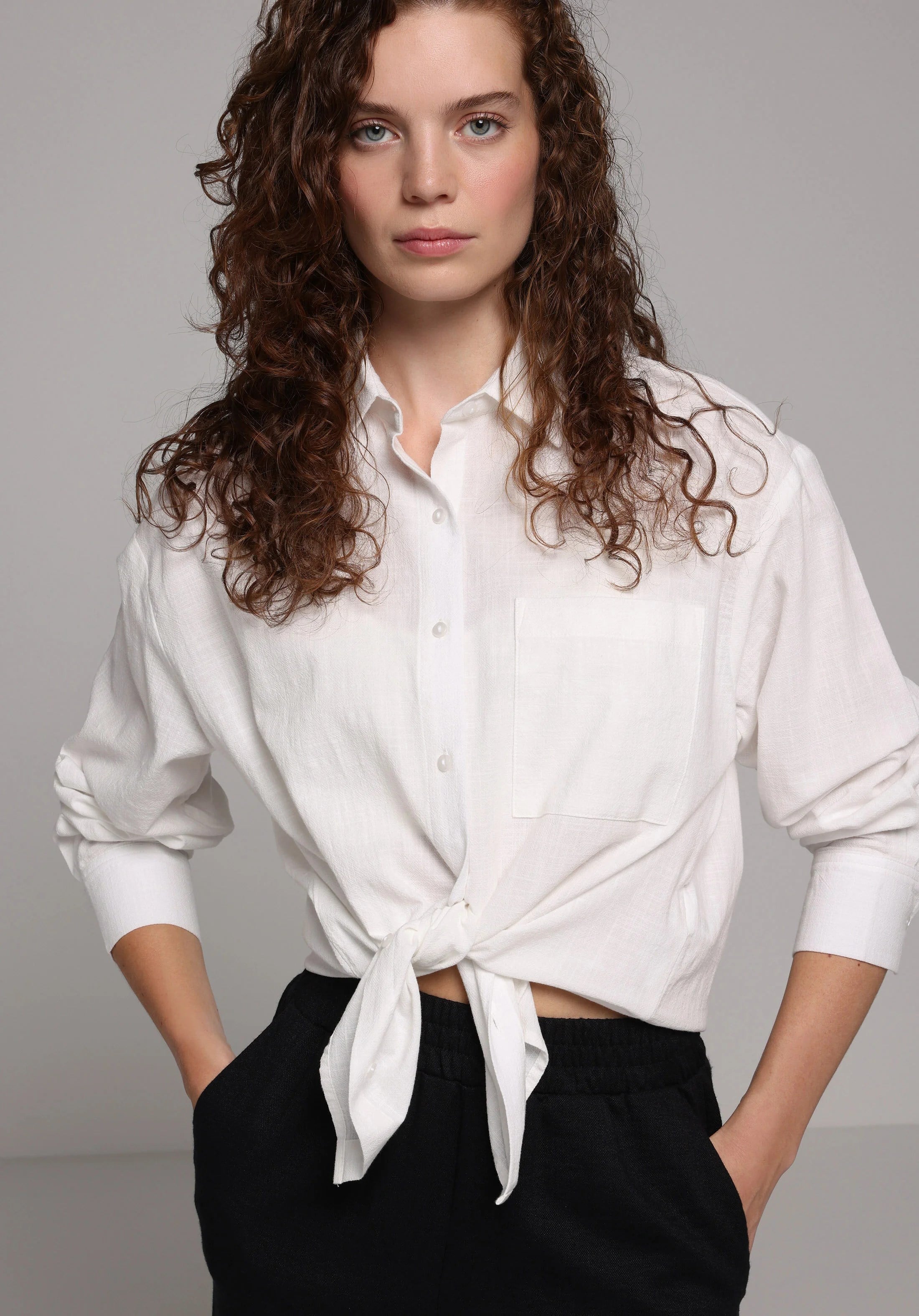 DOKUMA ÜST KADIN UZUN KOL GÖMLEK Boyfriend Fit