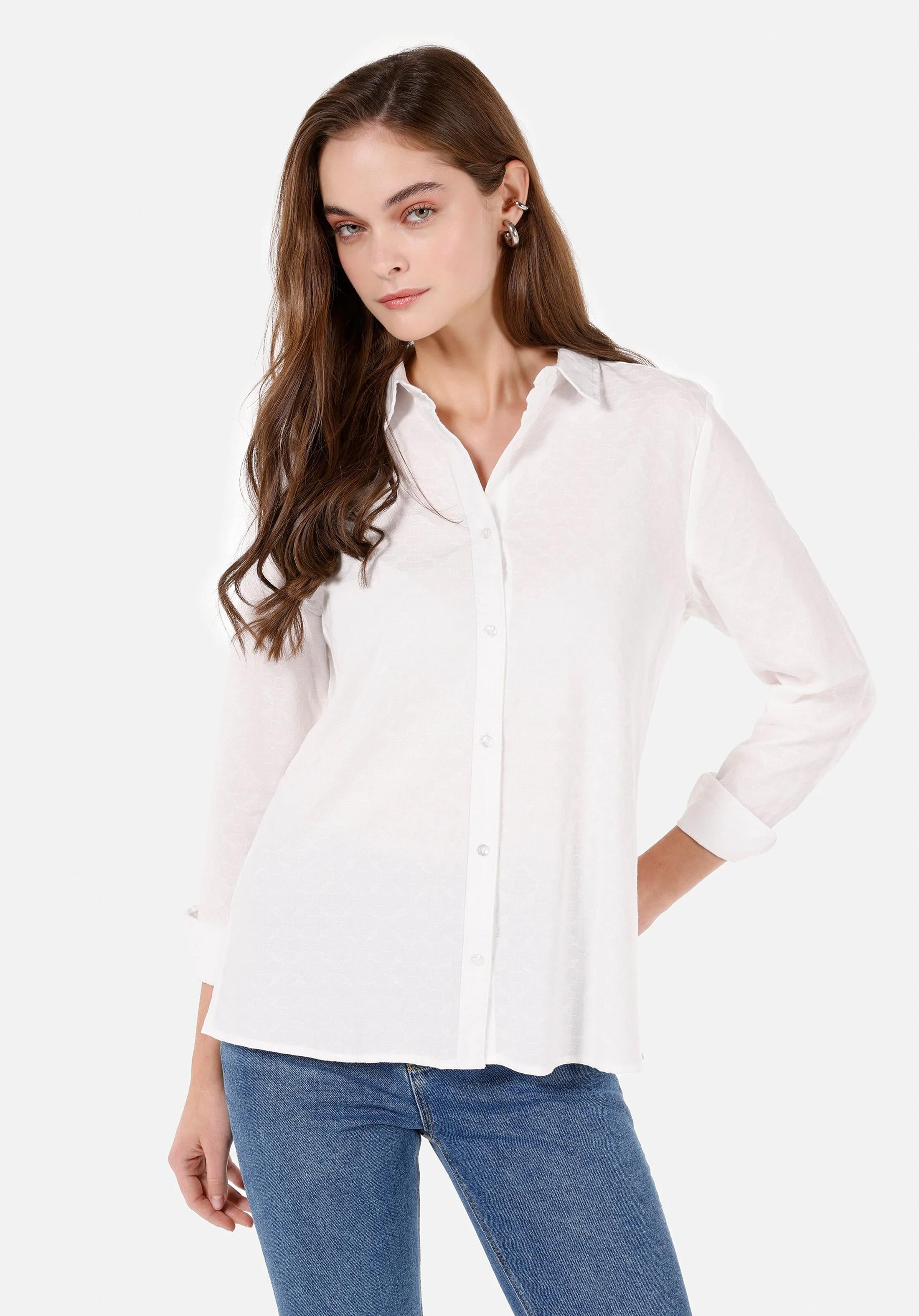 DOKUMA ÜST KADIN UZUN KOL GÖMLEK Slim Fit
