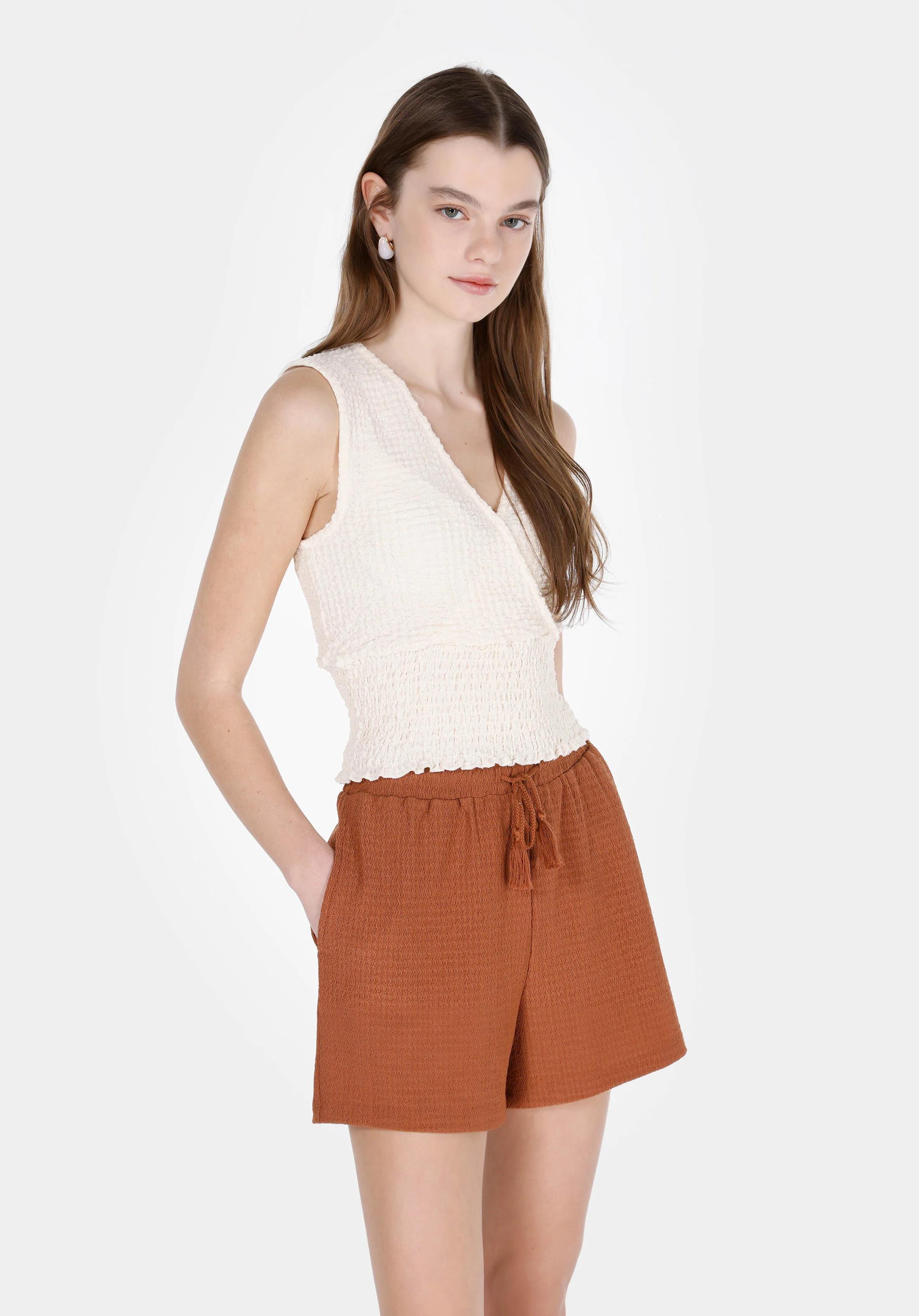 ÖRME KADIN KISA KOL BLUZ Slim Fit