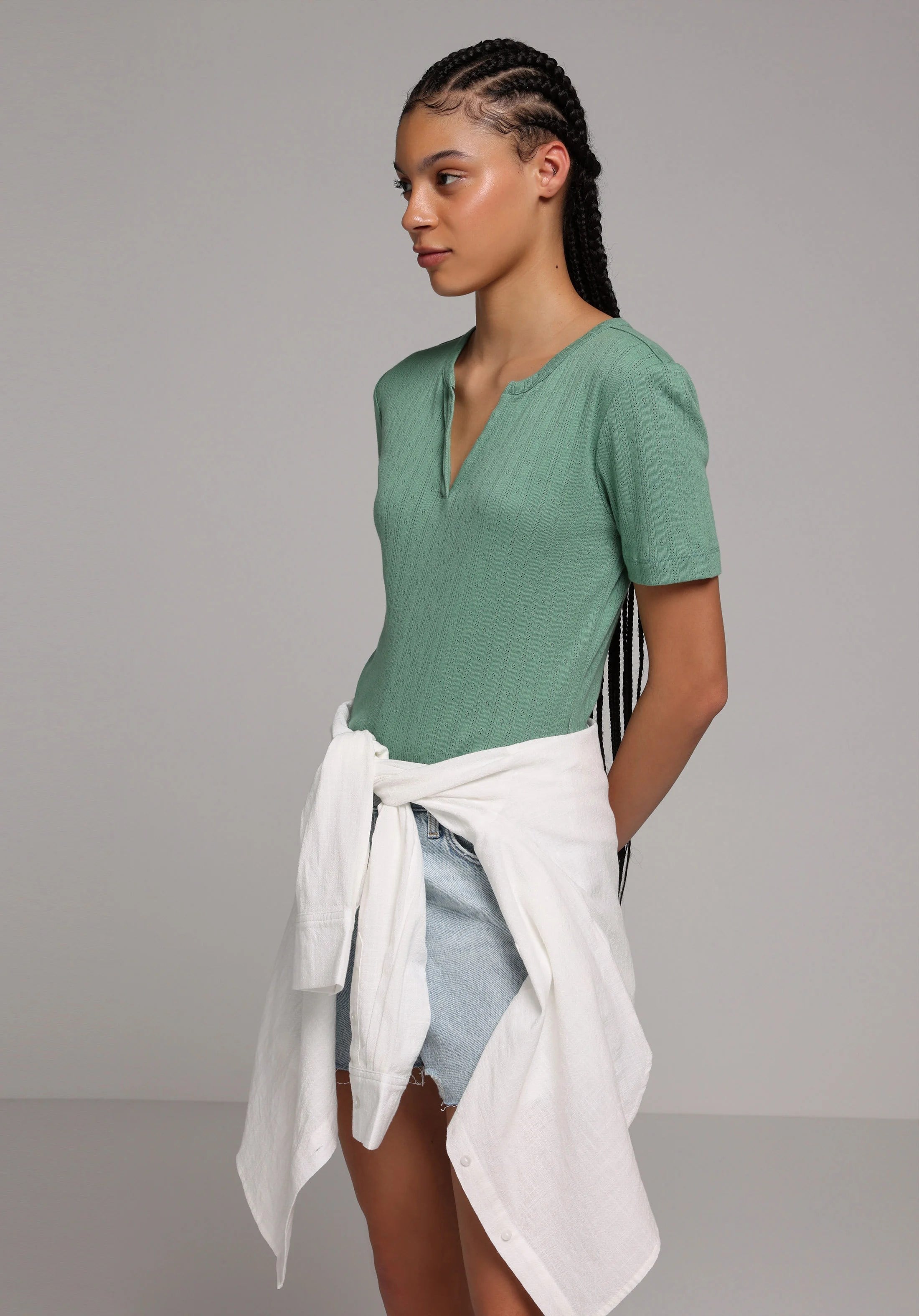 ÖRME KADIN KISA KOL BLUZ Slim Fit