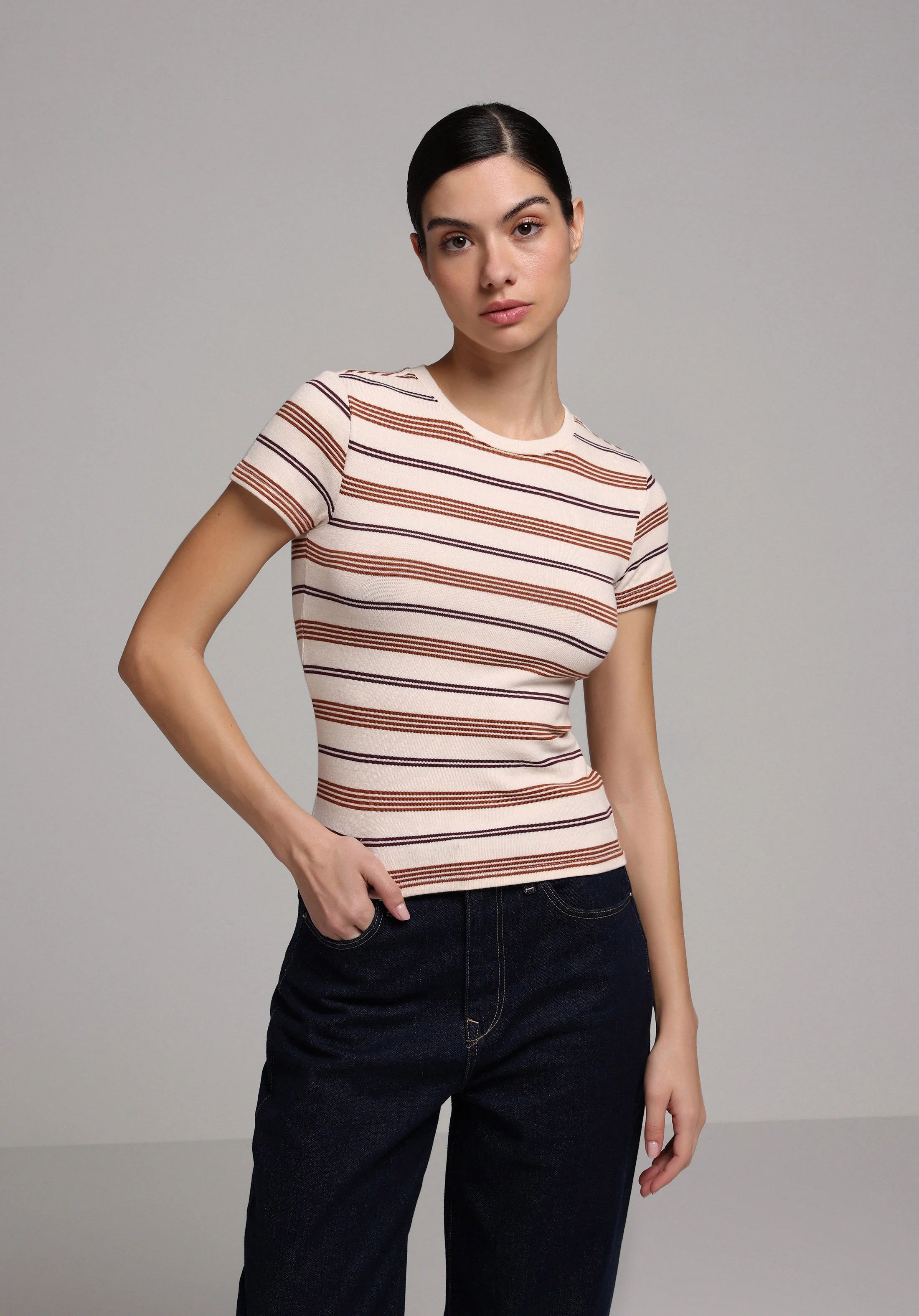 ÖRME KADIN KISA KOL KAZAK Slim Fit