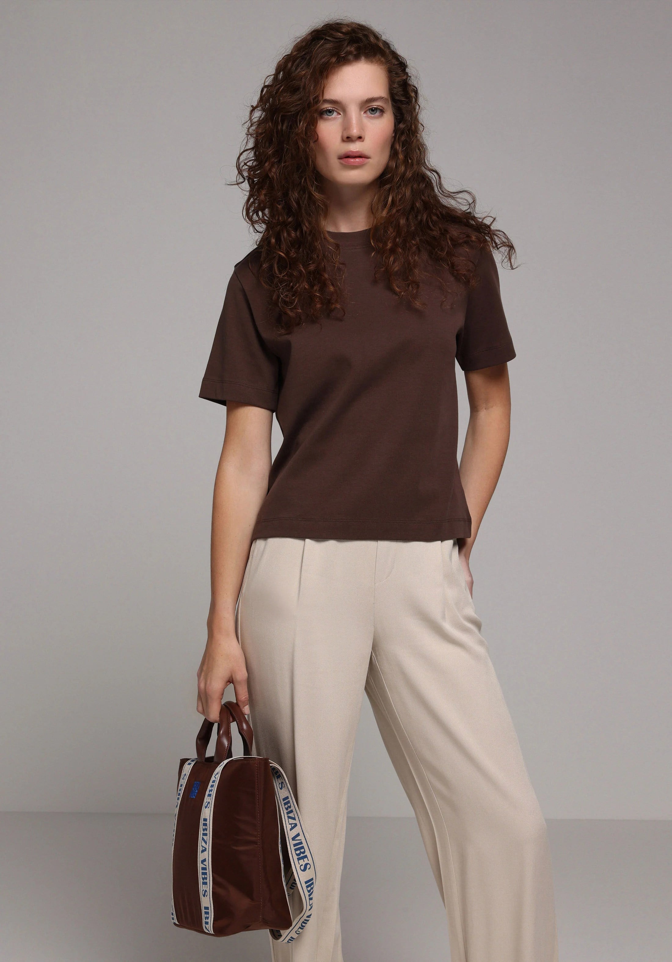 ÖRME KADIN KISA KOL T-SHIRT Boxy Fit