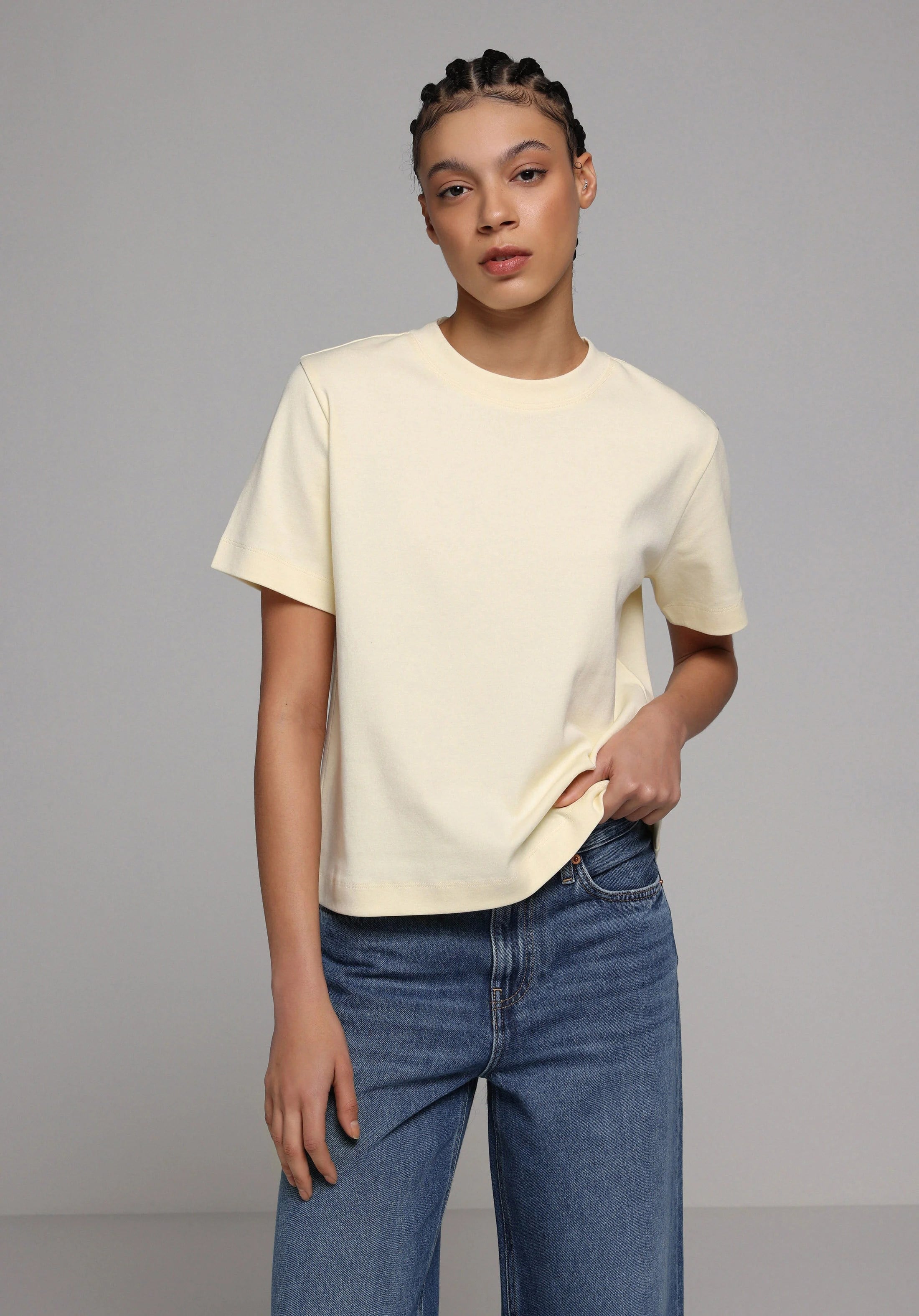 ÖRME KADIN KISA KOL T-SHIRT Boxy Fit