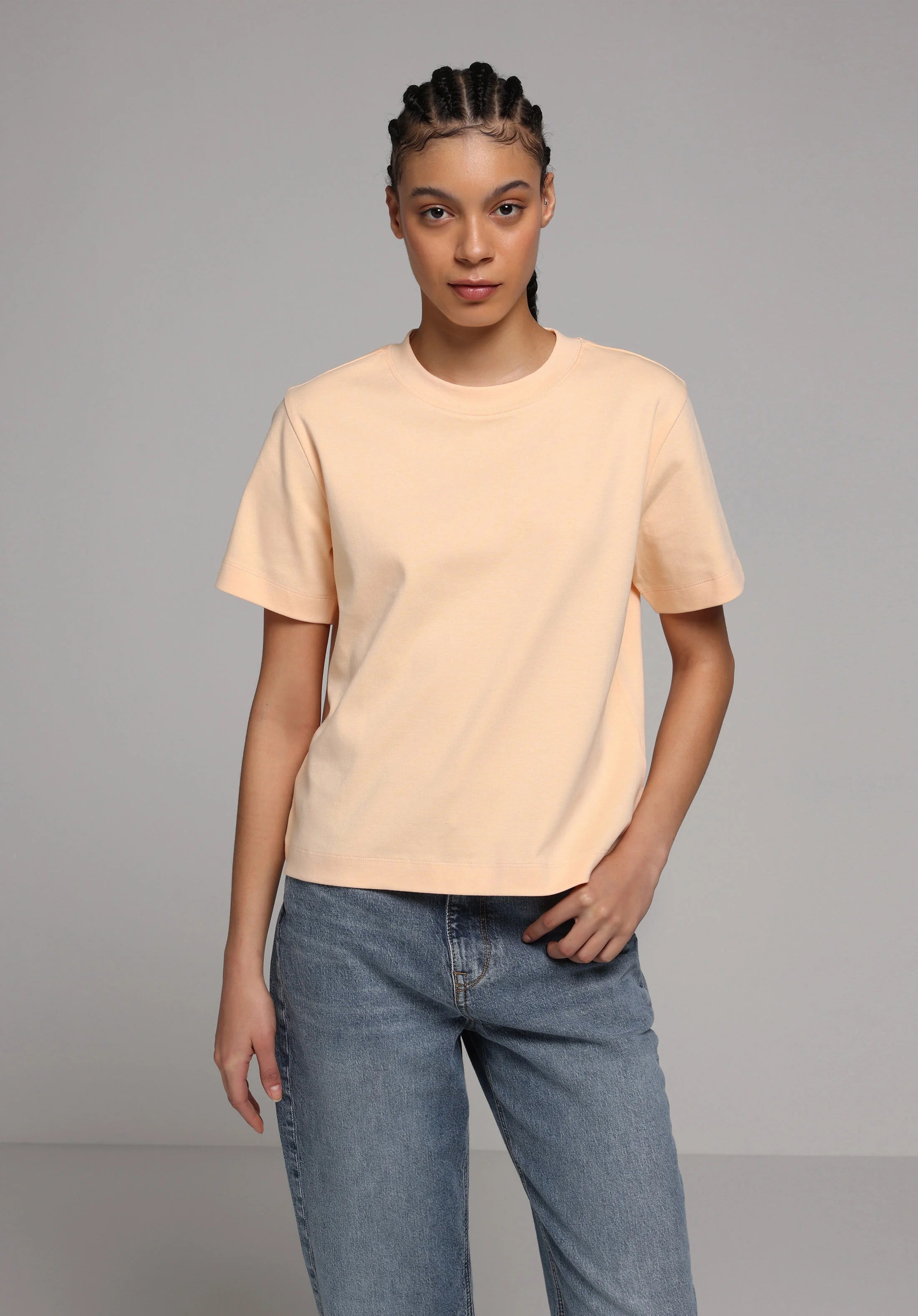 ÖRME KADIN KISA KOL T-SHIRT Boxy Fit