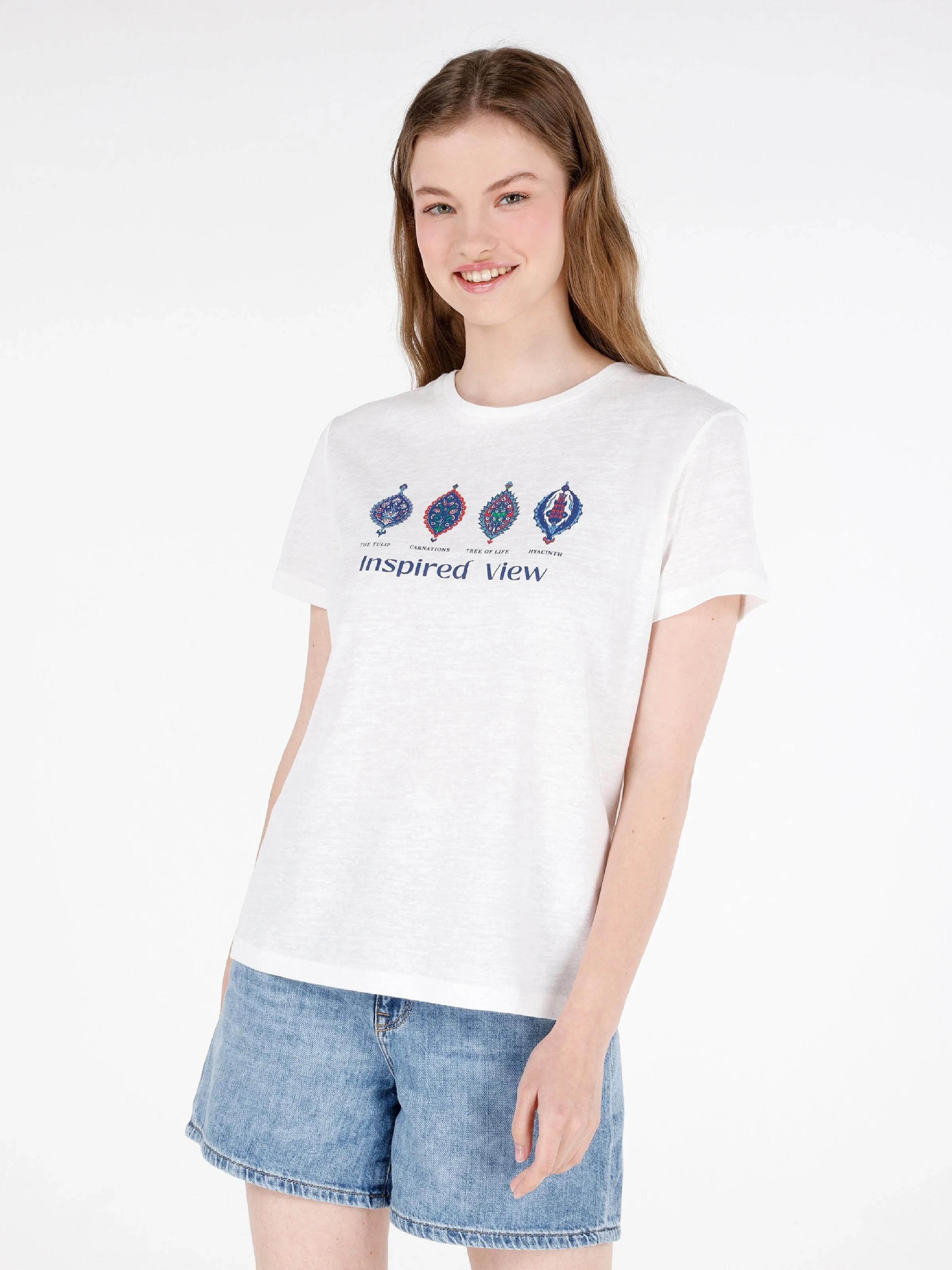 ÖRME KADIN KISA KOL T-SHIRT Regular Fit