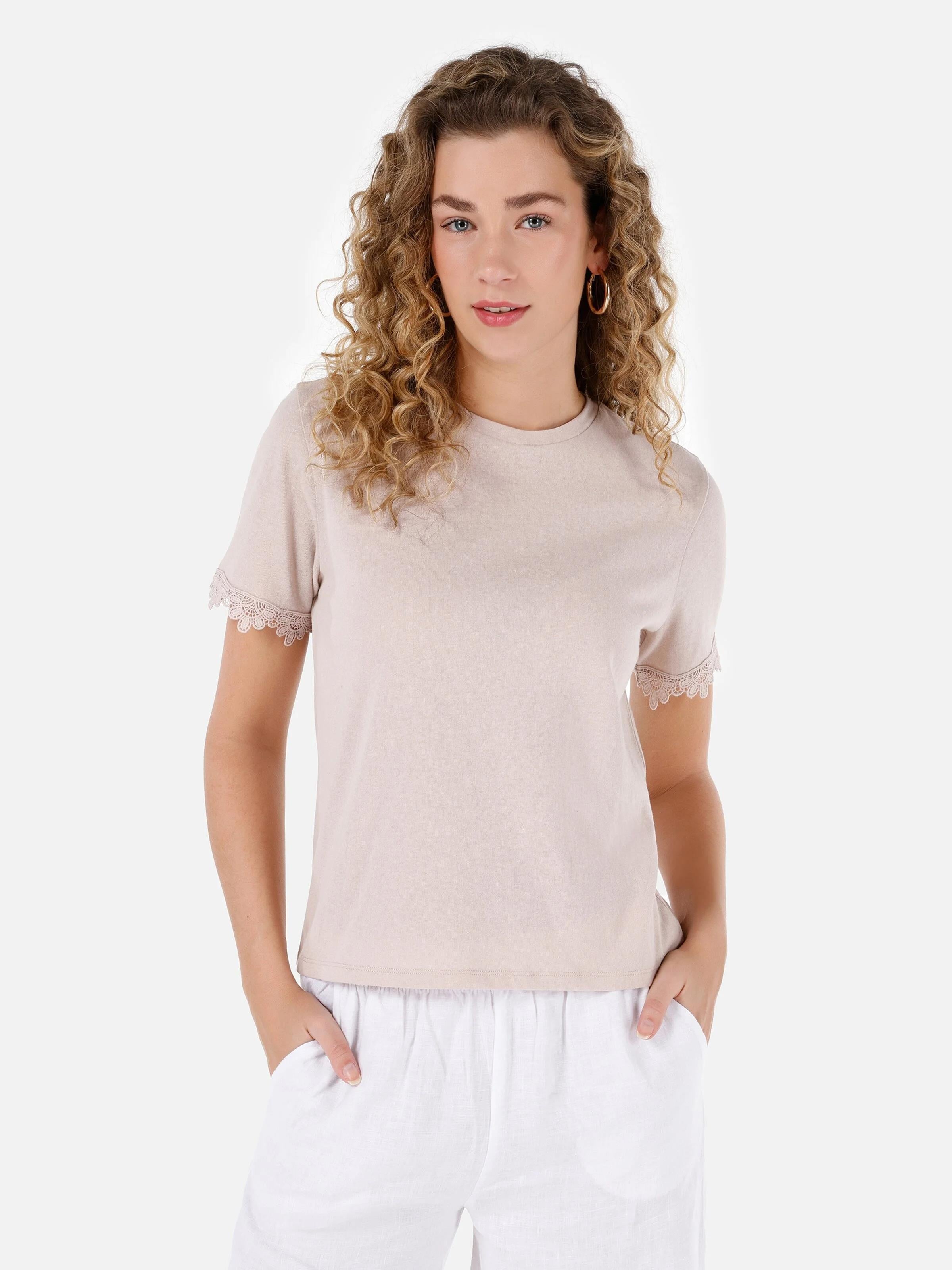 ÖRME KADIN KISA KOL T-SHIRT Regular Fit