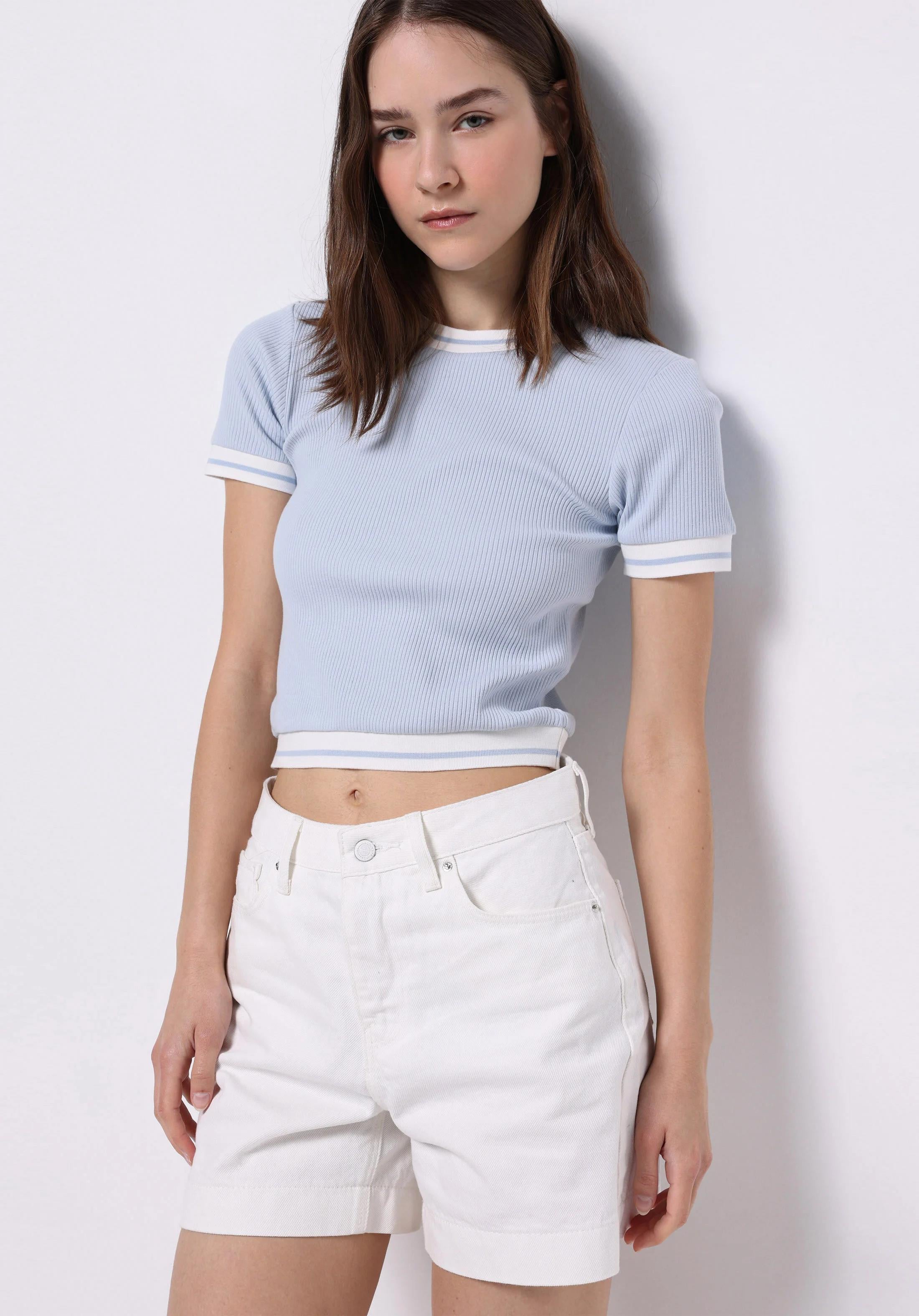 ÖRME KADIN KISA KOL T-SHIRT Slim Fit