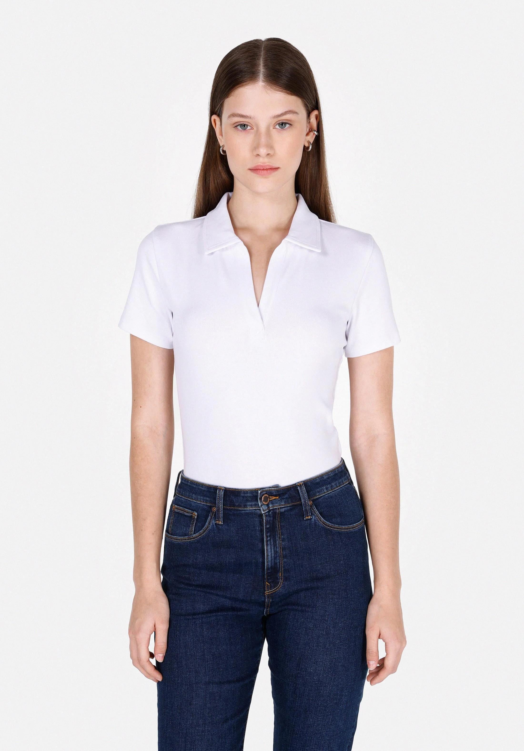 ÖRME KADIN KISA KOL T-SHIRT Slim Fit