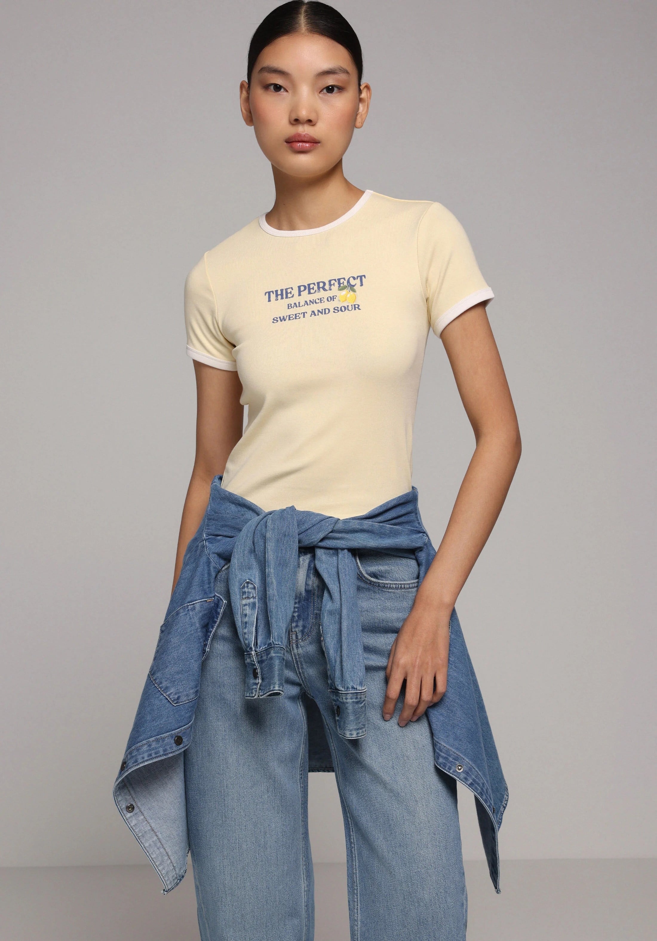 ÖRME KADIN KISA KOL T-SHIRT Slim Fit