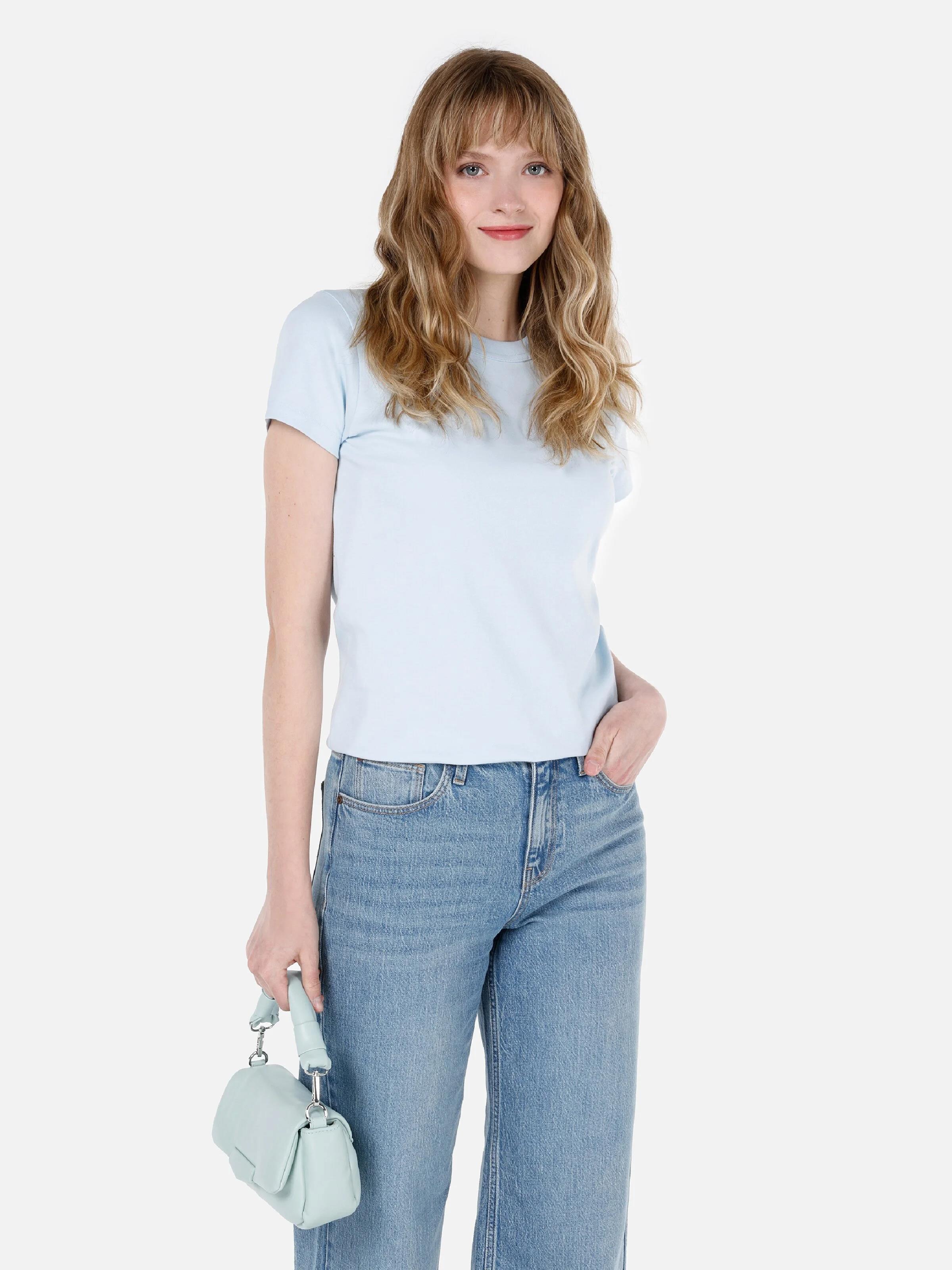 ÖRME KADIN KISA KOL T-SHIRT Slim Fit