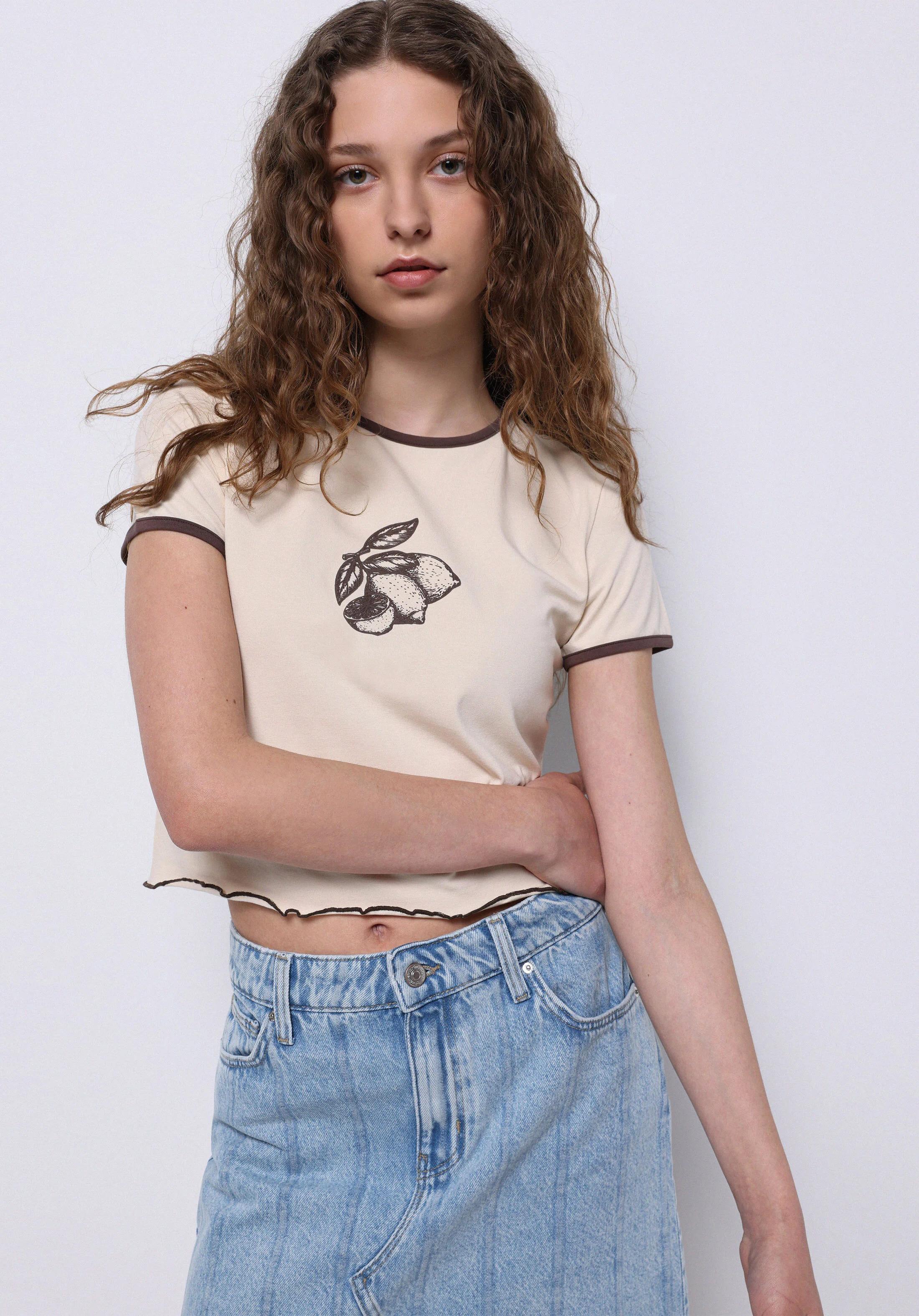 ÖRME KADIN KISA KOL T-SHIRT Slim Fit