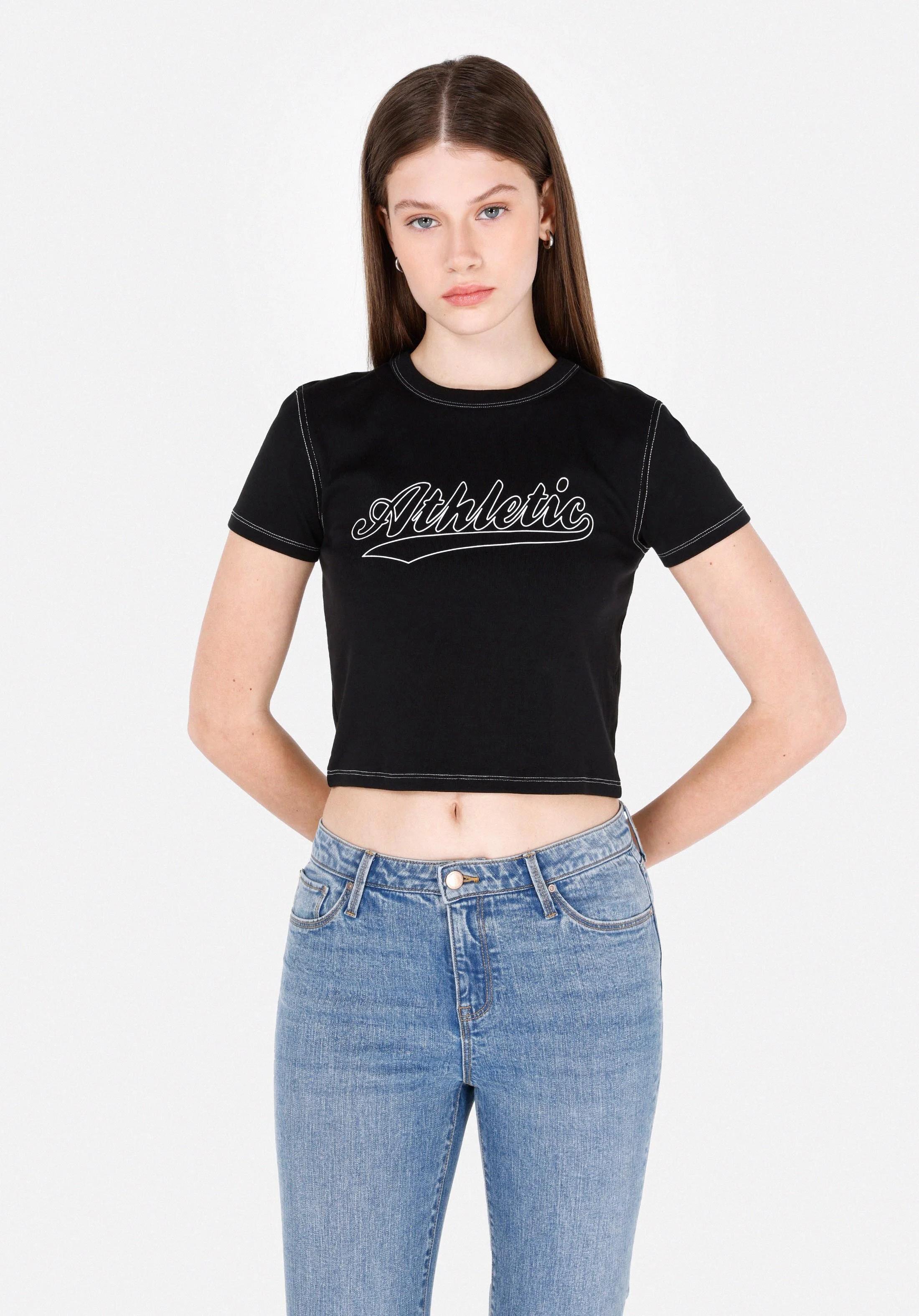 ÖRME KADIN KISA KOL T-SHIRT Slim Fit