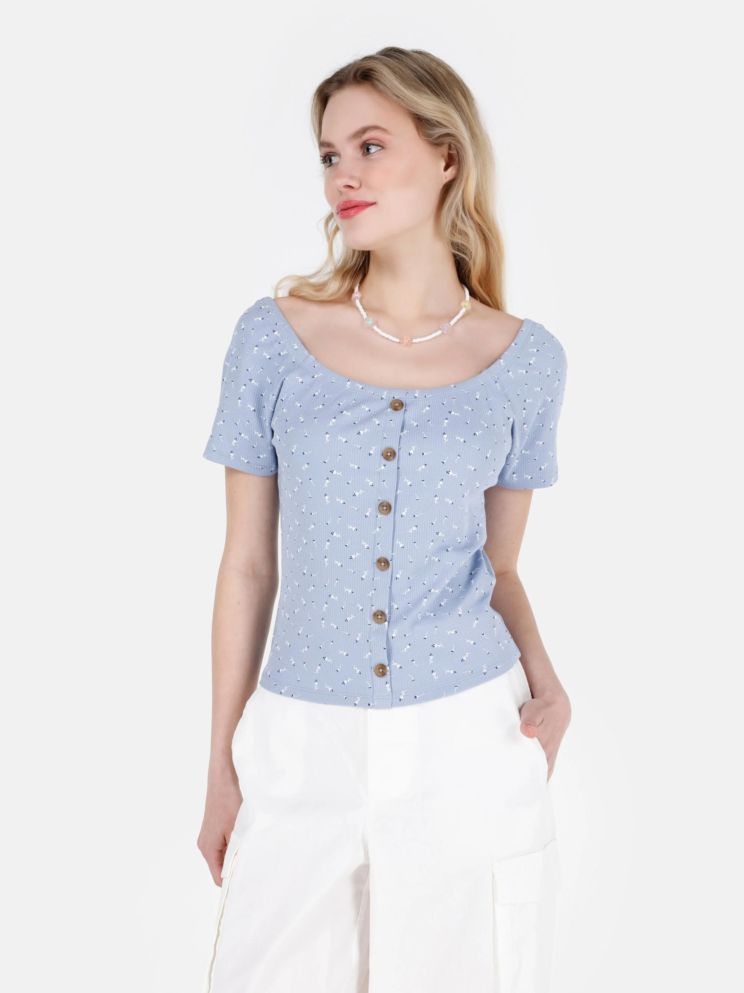 ÖRME KADIN KISA KOL T-SHIRT Slim Fit