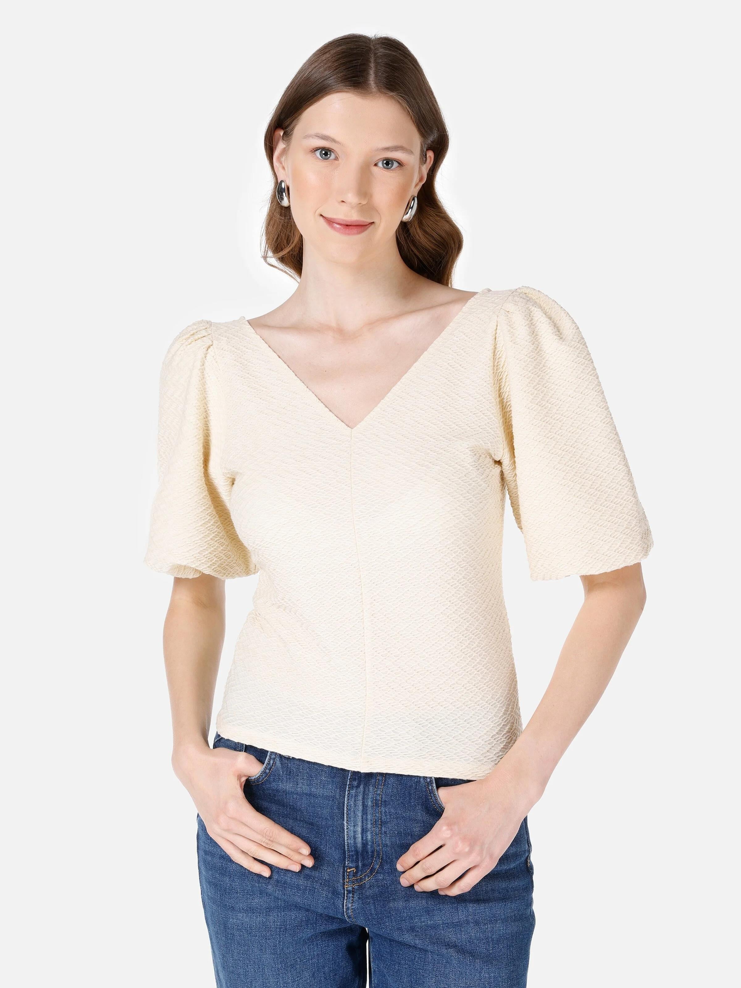 ÖRME KADIN KISA KOL T-SHIRT Slim Fit