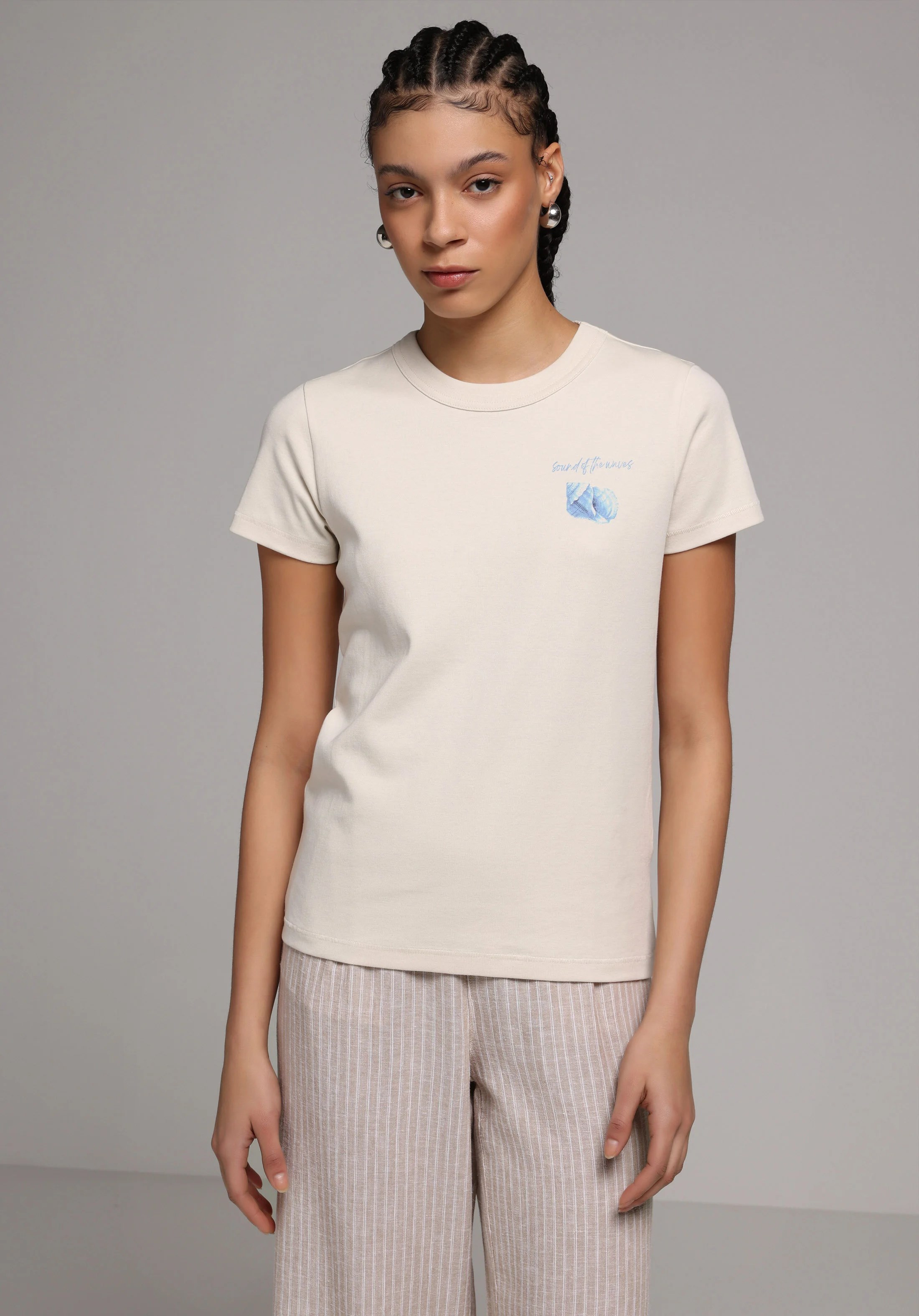 ÖRME KADIN KISA KOL T-SHIRT Slim Fit