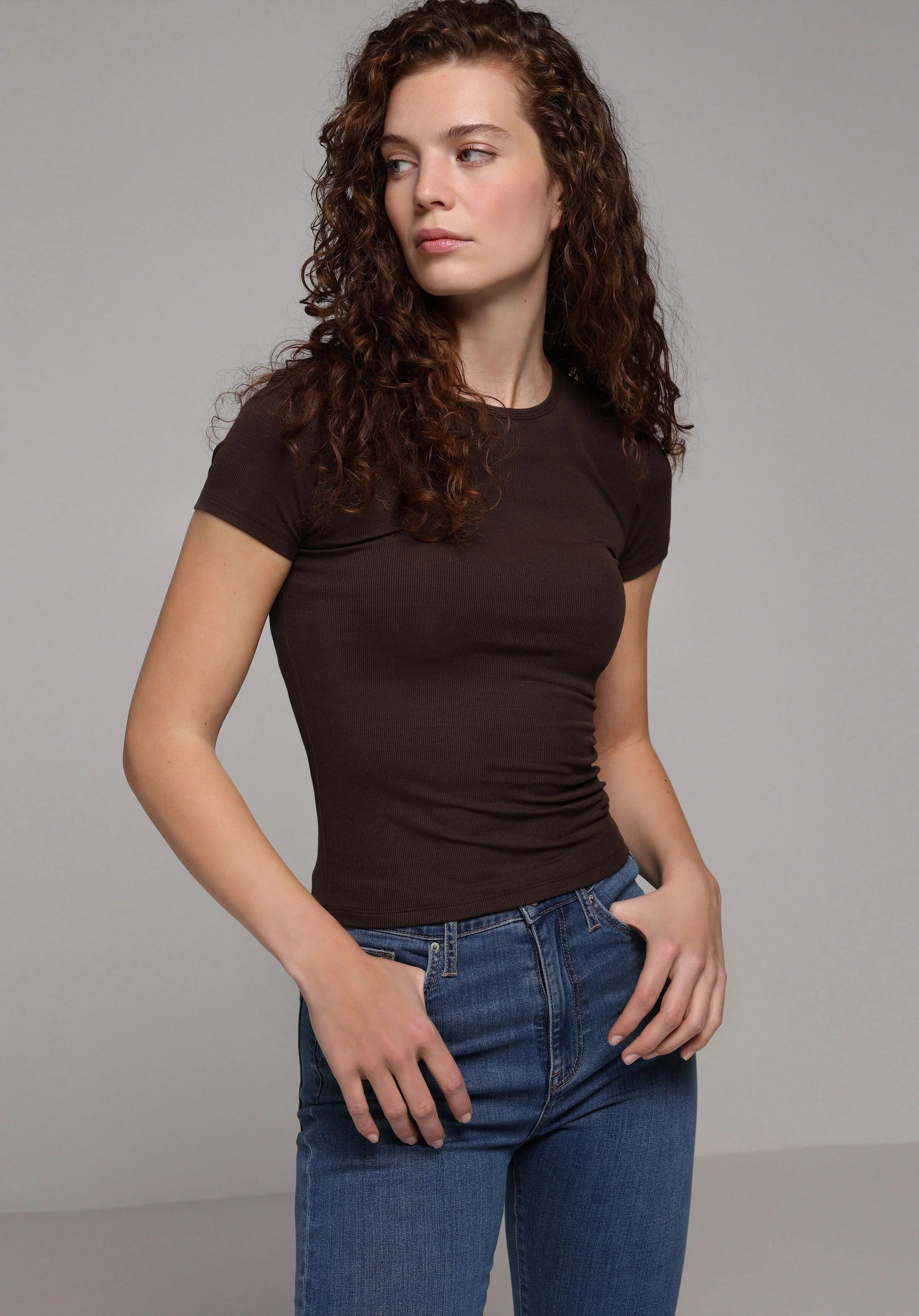 ÖRME KADIN KISA KOL T-SHIRT Slim Fit