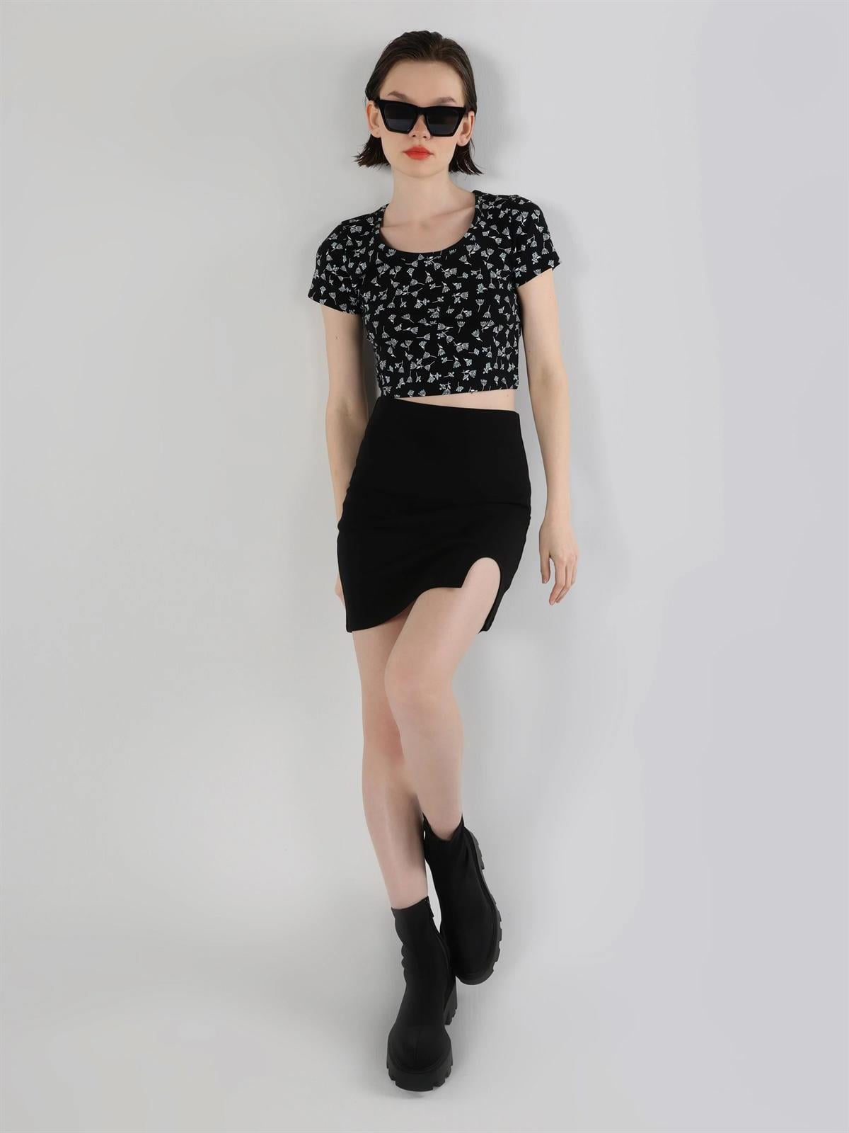 ÖRME KADIN KISA KOL T-SHIRT Slim Fit