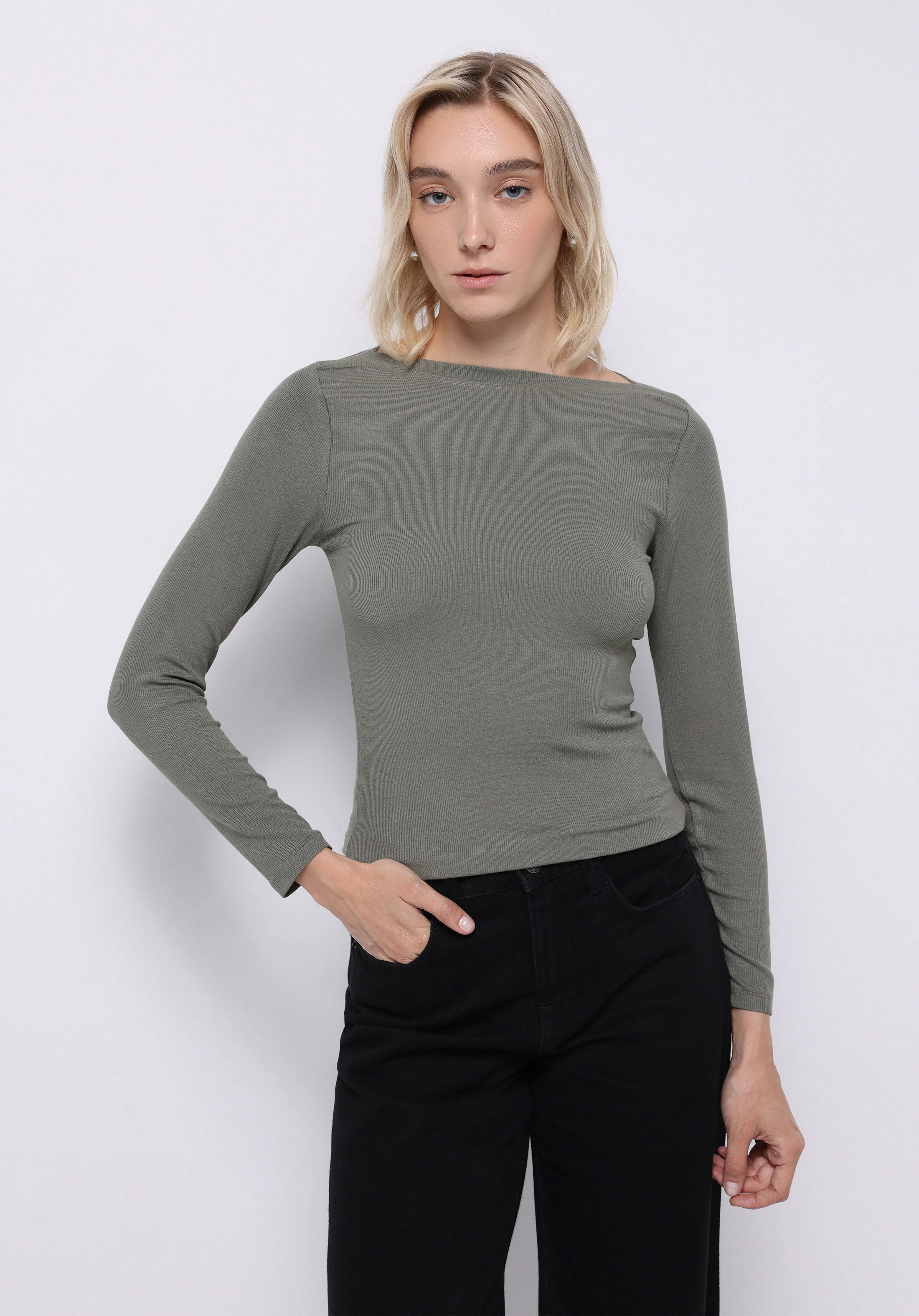 ÖRME KADIN UZUN KOL T-SHIRT Slim Fit