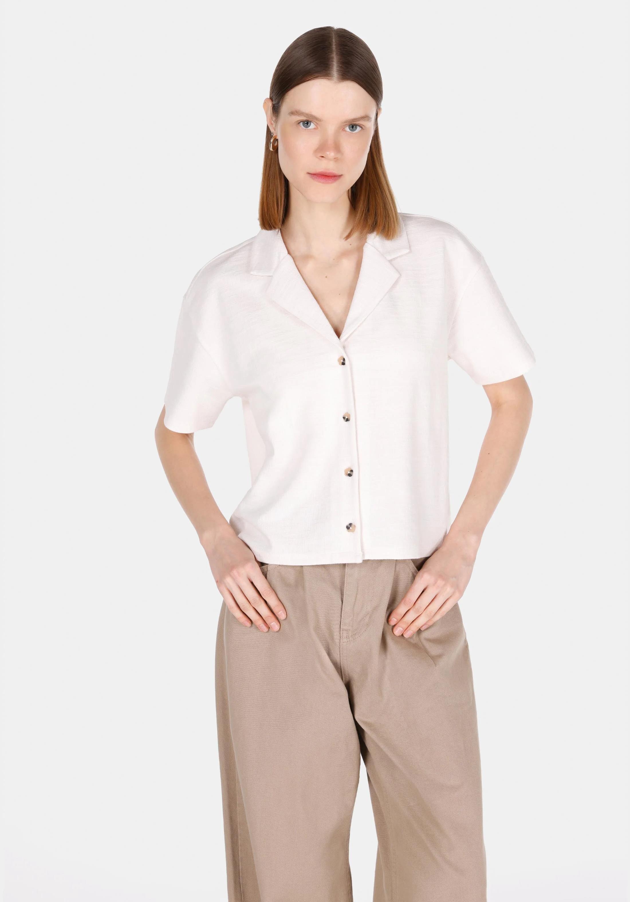 ÖRME KADIN YAKALI KISA KOL T-SHIRT Regular Fit