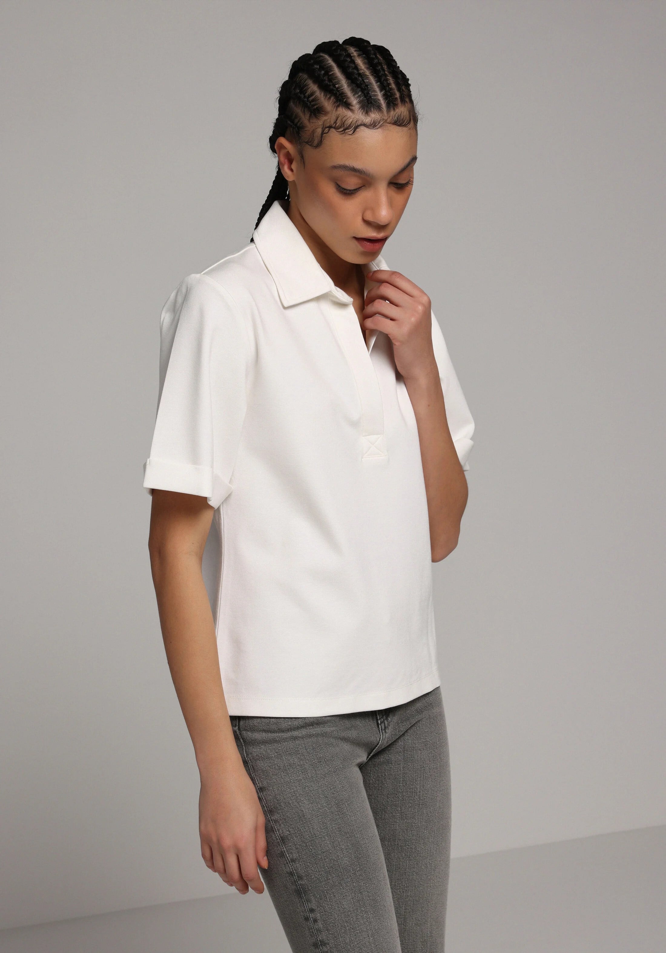 ÖRME KADIN YAKALI KISA KOL T-SHIRT Regular Fit