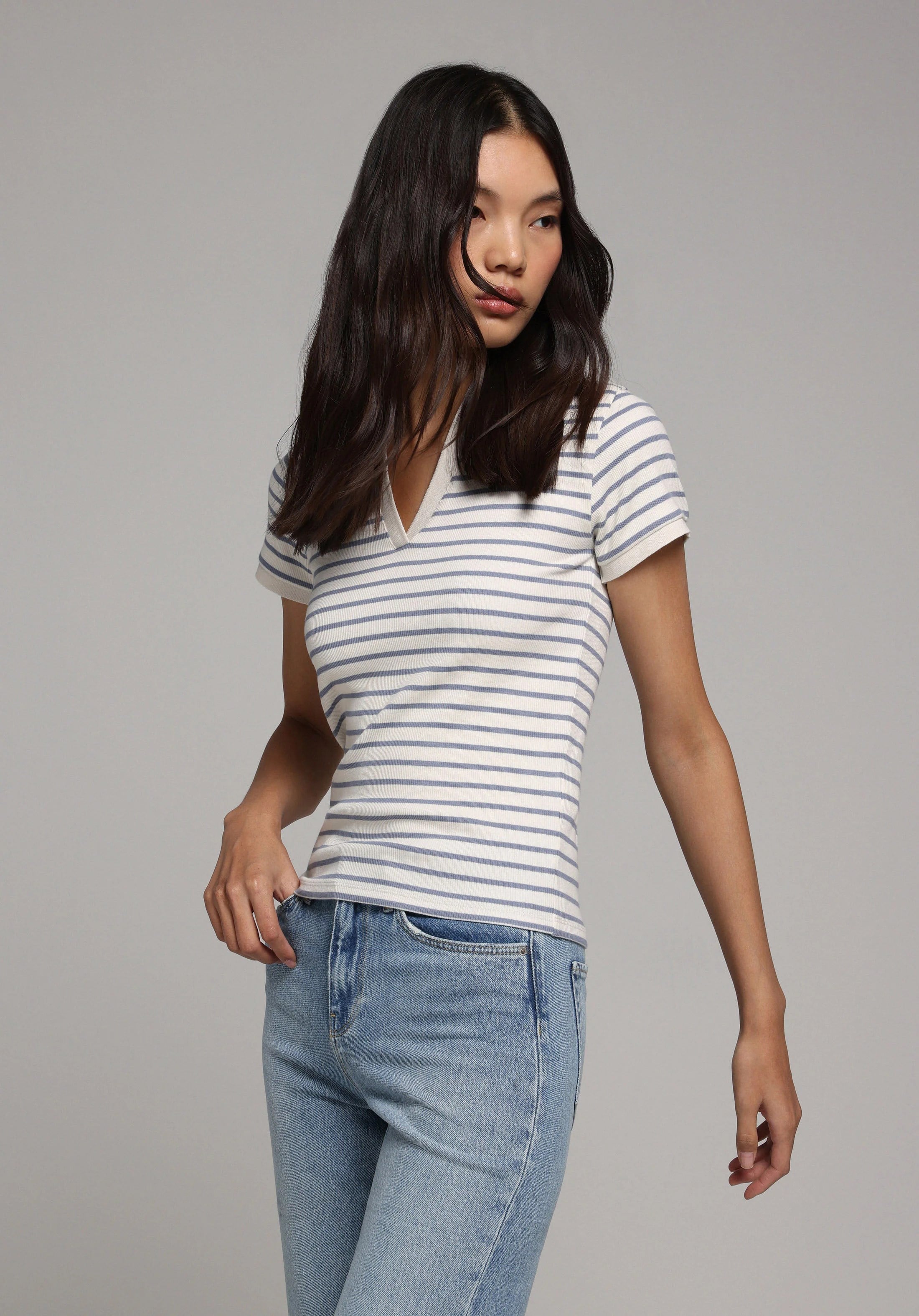 ÖRME KADIN YAKALI KISA KOL T-SHIRT Slim Fit