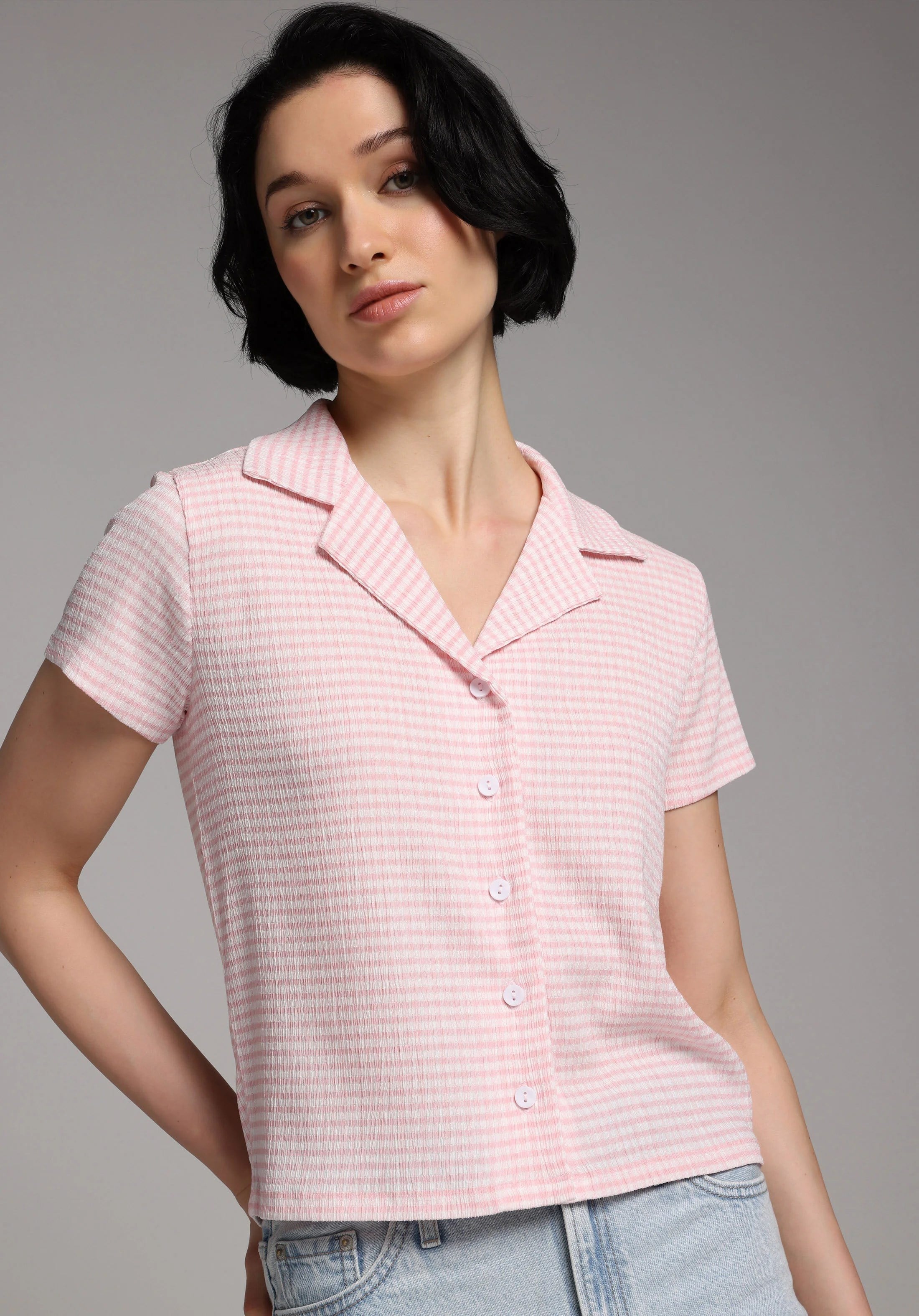ÖRME KADIN YAKALI KISA KOL T-SHIRT Slim Fit