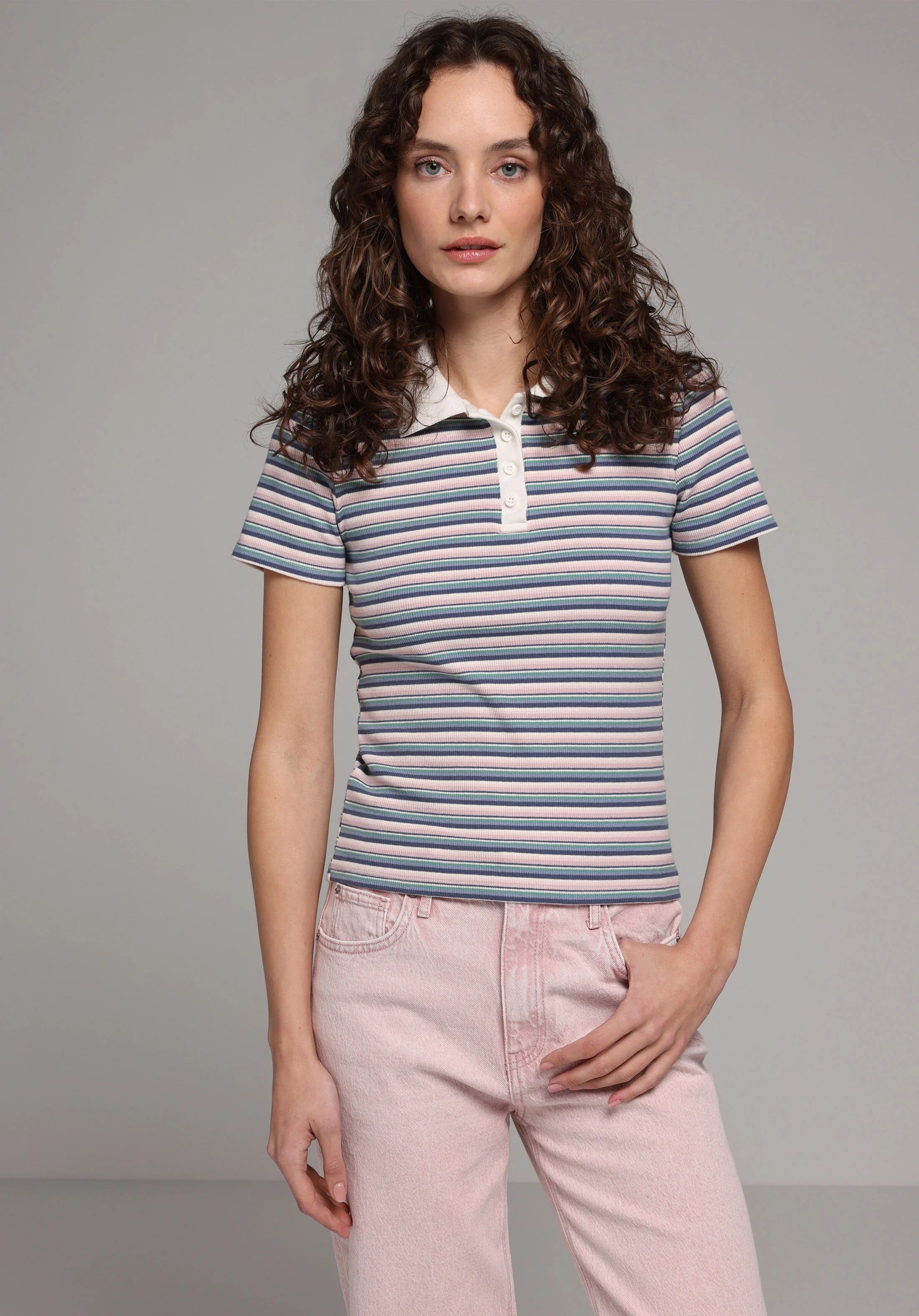 ÖRME KADIN YAKALI KISA KOL T-SHIRT Slim Fit