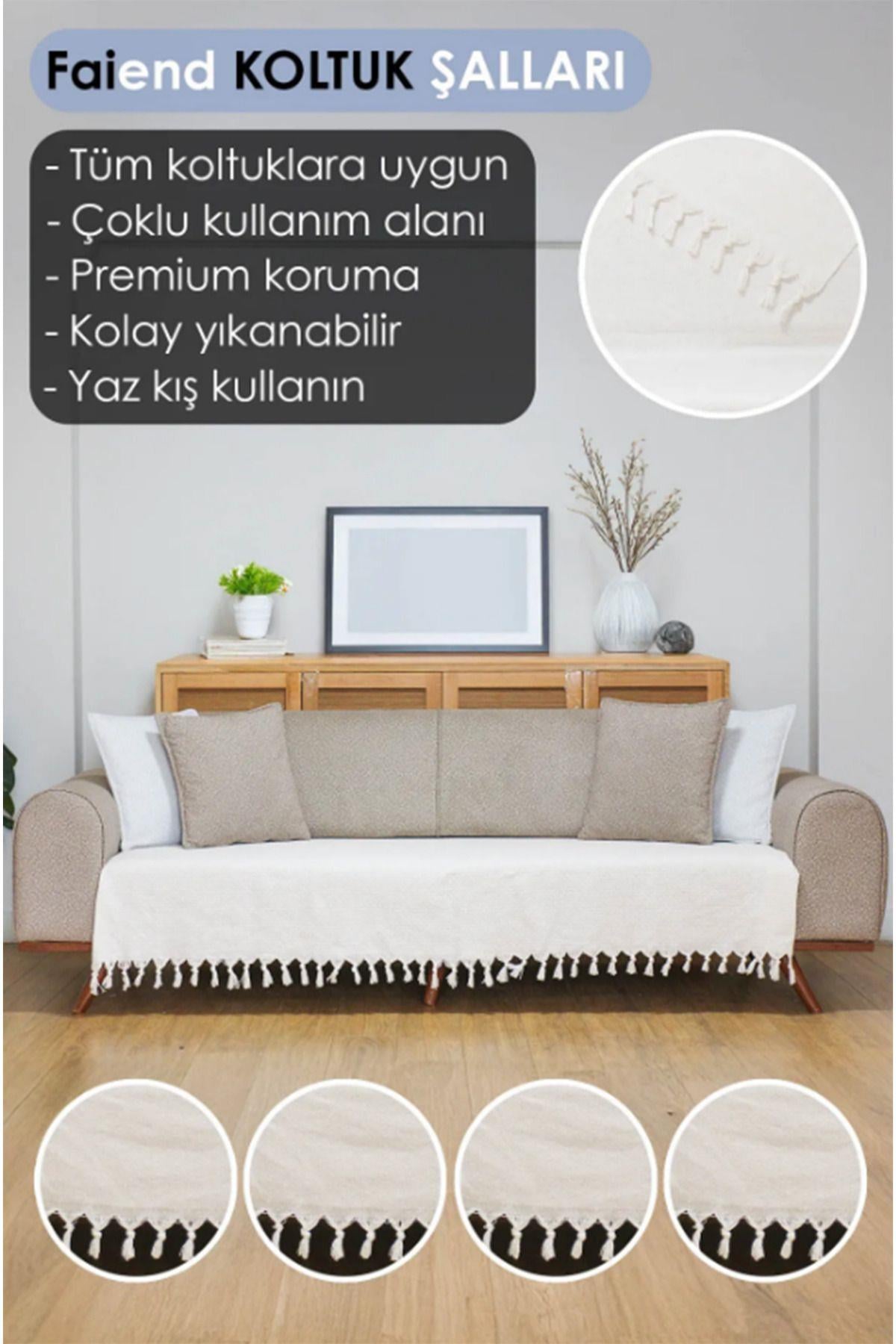 Koltuk Örtüsü 115x210 Cm Kanepe Çekyat Divan Berjer Örtüsü Pamuklu Yıkanabilir Sade Şal