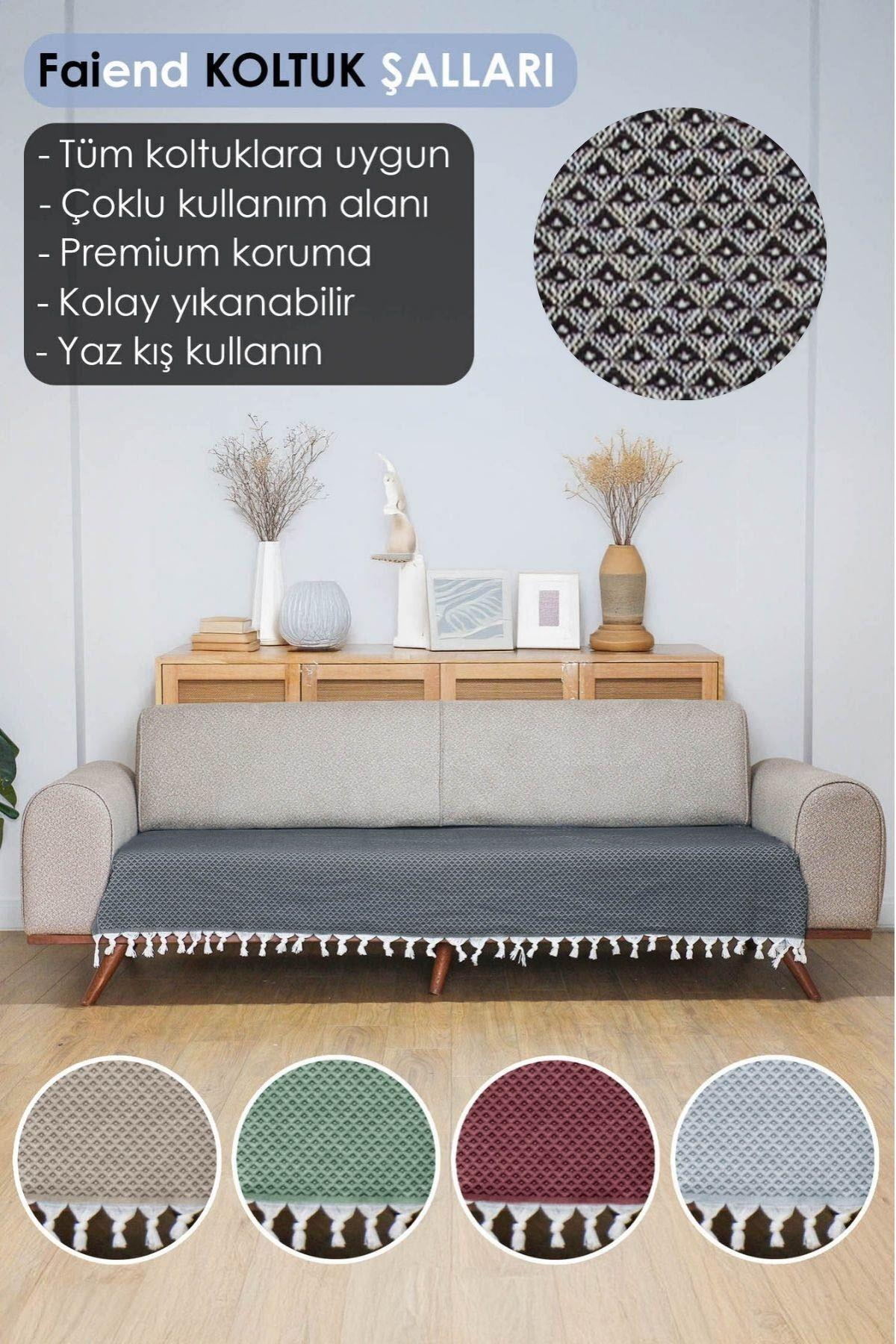Koltuk Örtüsü 115x210 Cm Kanepe Çekyat Divan Berjer Örtüsü Pamuklu Yıkanabilir Sade Şal