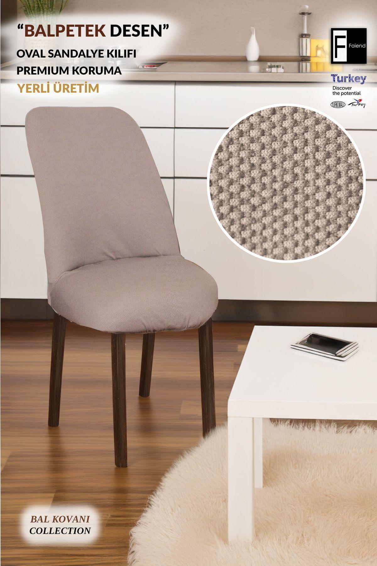 Likralı Oval Sandalye Kılıfı Yuvarlak sandalye Örtüsü Balpetek Gri