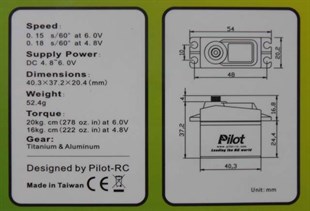 PİLOT RC Dijital Servo 20 Kg
