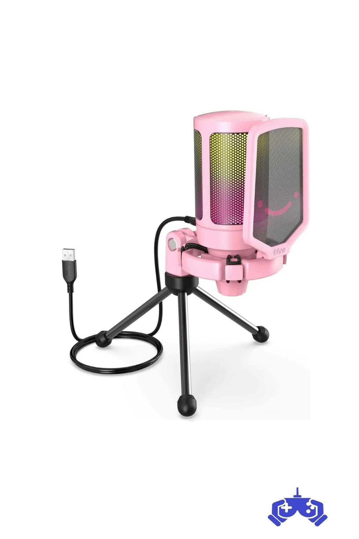 Fifine Ampligame A6V-P Yayıncı Oyuncu Gamer Podcast Youtuber RGB USB Mikrofon Pembe