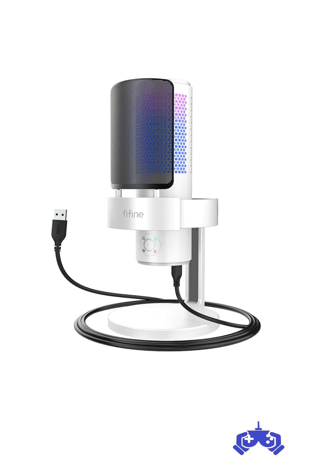 Fifine Ampligame A9W Beyaz RGB USB Mikrofon Yayıncı ve Oyunculara Özel Bilgisayar Mikrofonu