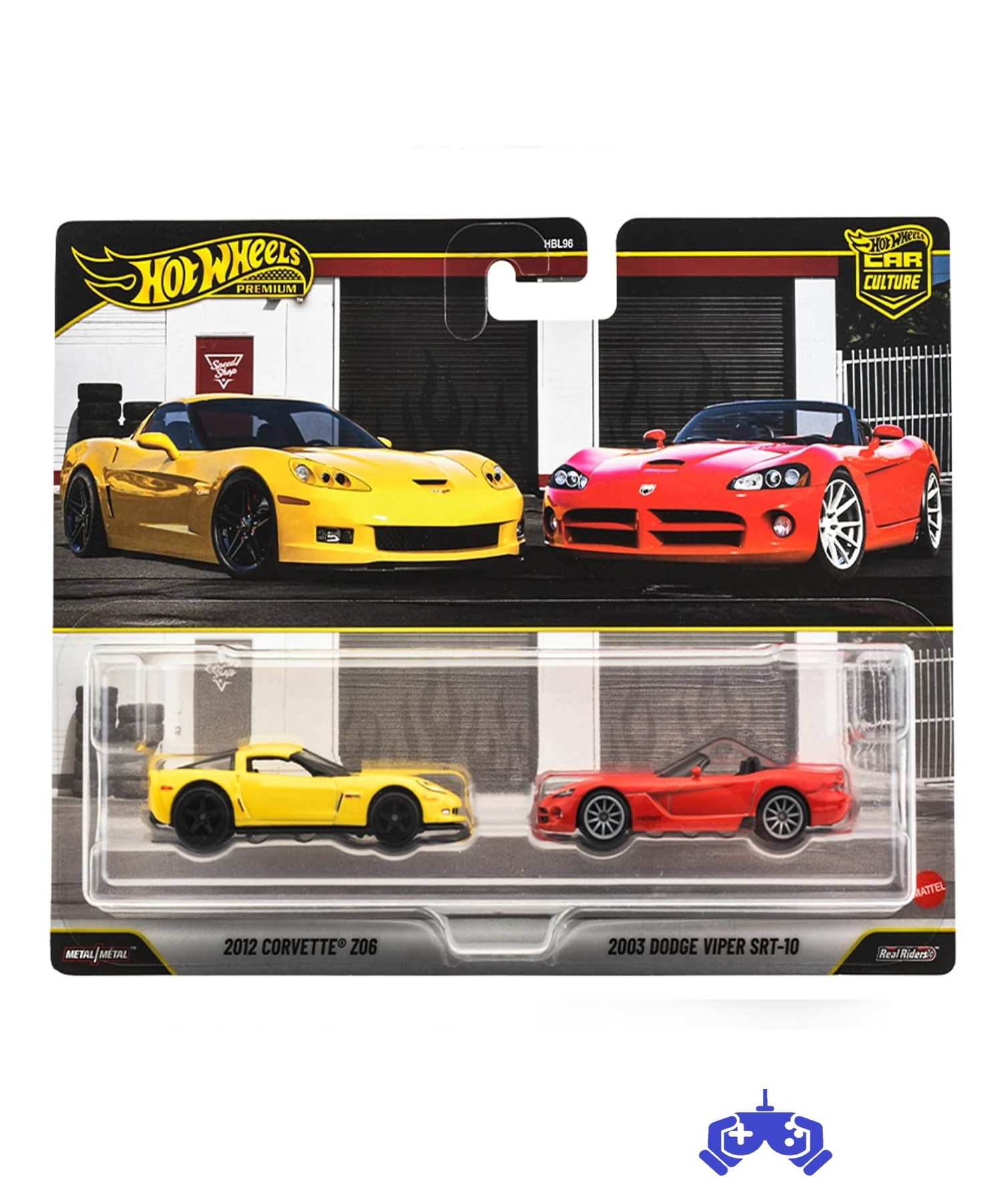 Hot Wheels Premium 2 Pack 2012 Corvette Z06 / 2003 Dodge Viper SRT-10