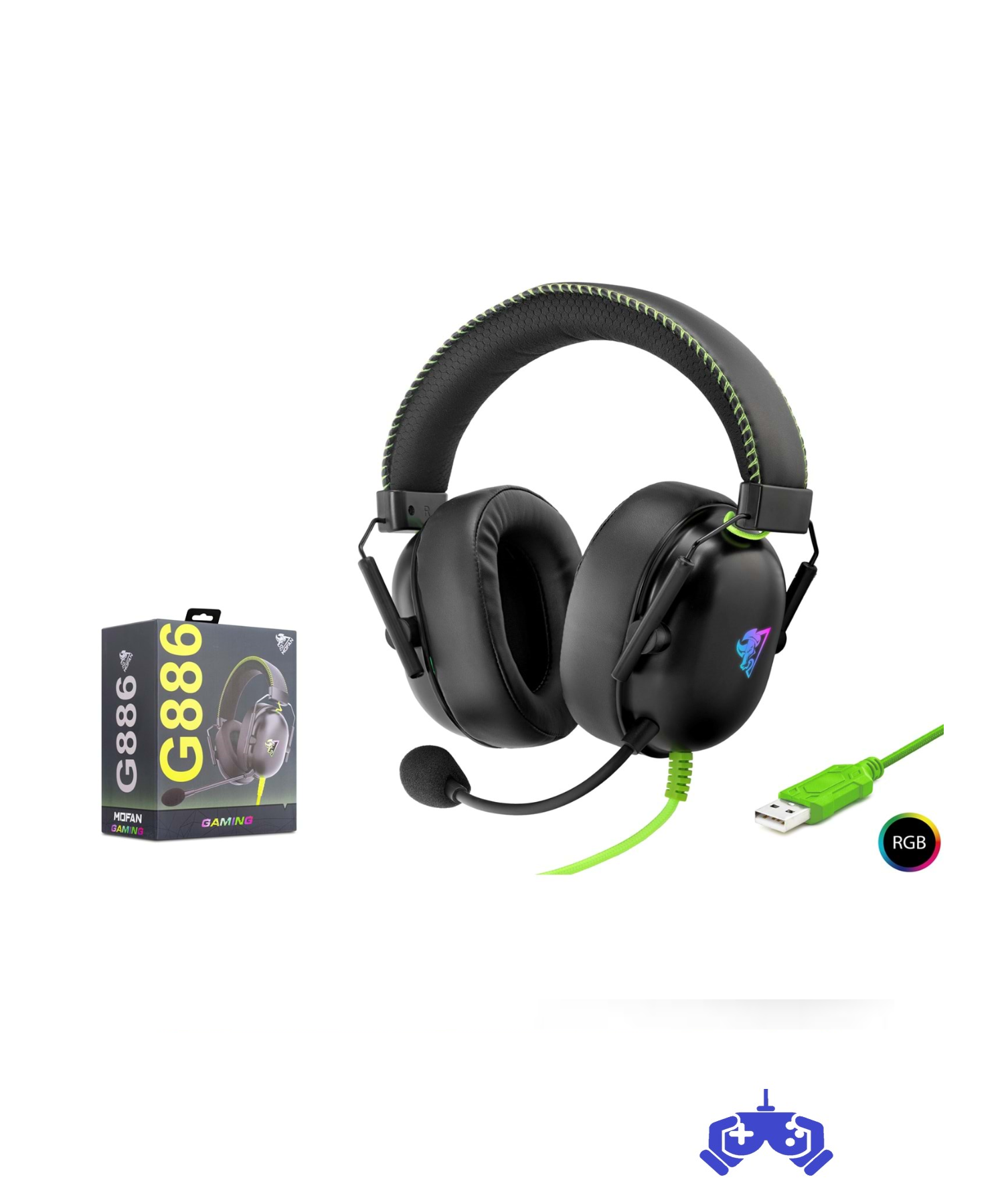 MOFAN G886 USB RGB 7.1 Surround Over-Ear Mikrofonlu Gaming Kulaklık Siyah