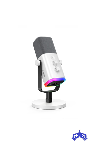 Fifine Ampligame AM8-W Beyaz XLR USB RGB Dinamik Yayıncı Oyuncu Bilgisayar Mikrofonu