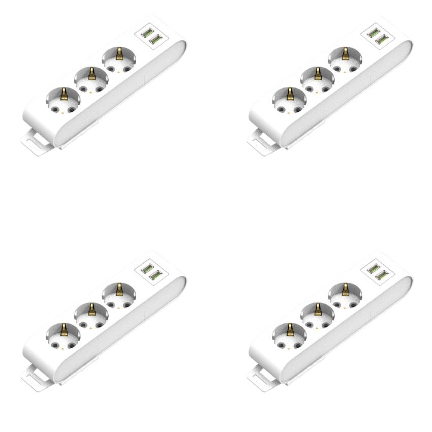 Grup Prizler  3'Lü-Usb'Li Grup Priz Klemensli-4lü