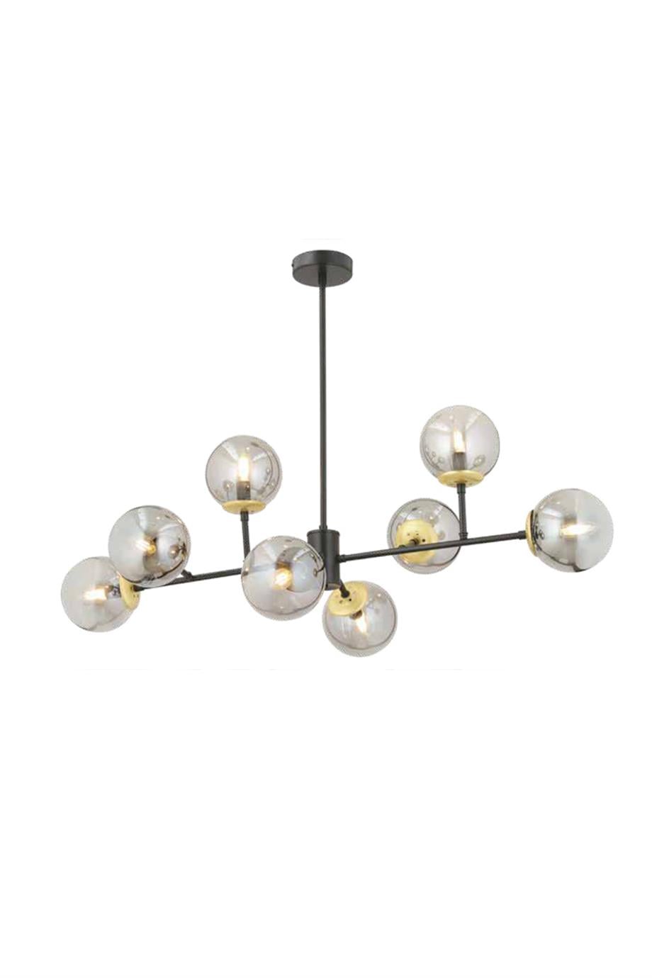 Avizeler  8 Li Siyah Eskitme Kollu Avize