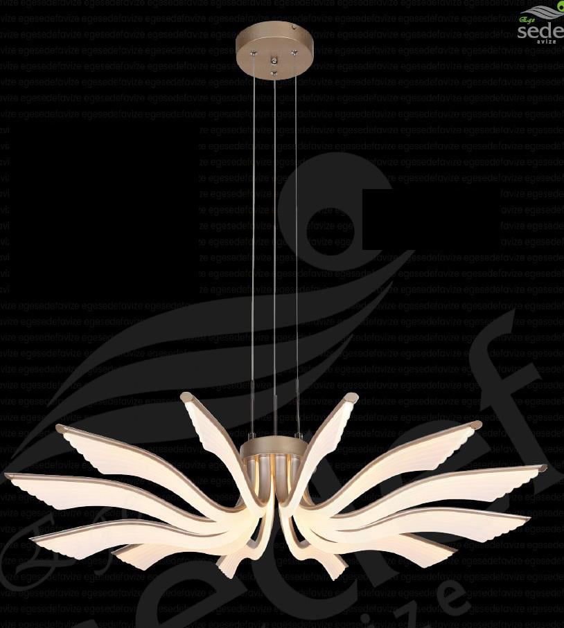 Modern Avize Angel Wings 12'li LED Avize – Şampanya Gold 12'li LED Sarkıt  Şampanya Gold Dekoratif Avize