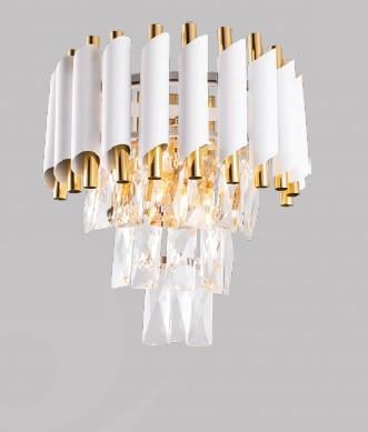 Kristal Aplik Beyaz Gold Kristal Duvar Apliği | Modern Lüks Aplik Modeli Modern Beyaz Gold Kristal Duvar Apliği