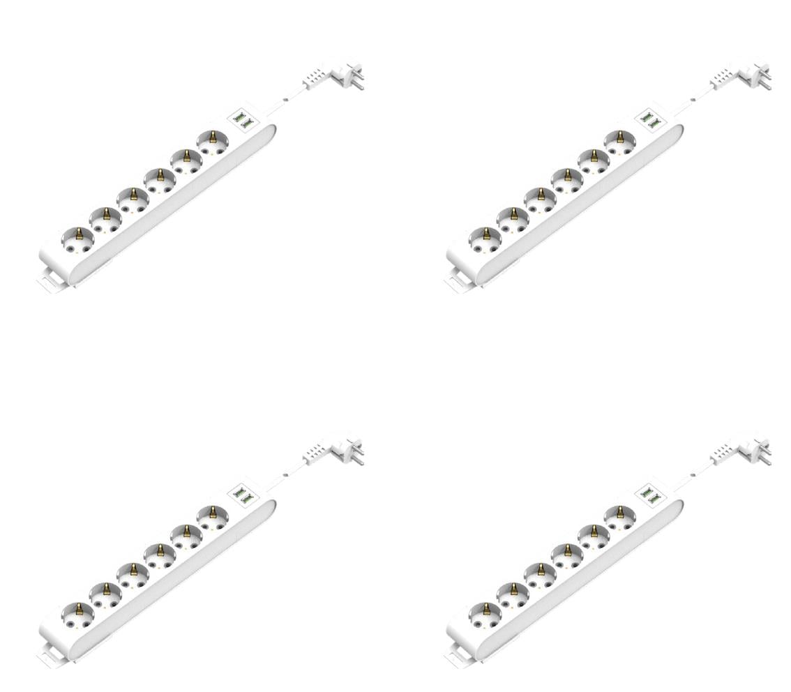 Grup Prizler Deco 6'lı USB'li 3 Metre Kablolu Grup Priz Deco 6'lı USB'li 3 Metre Kablolu Grup Priz-4lü
