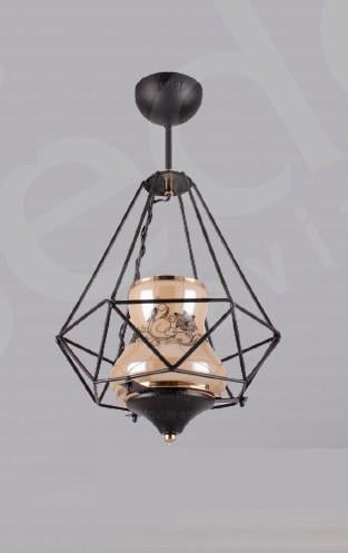 Tekli Avize Endüstriyel Kafesli Tekli Sarkıt Avize | Camlı Model Endüstriyel Kafesli Tekli Sarkıt Avize