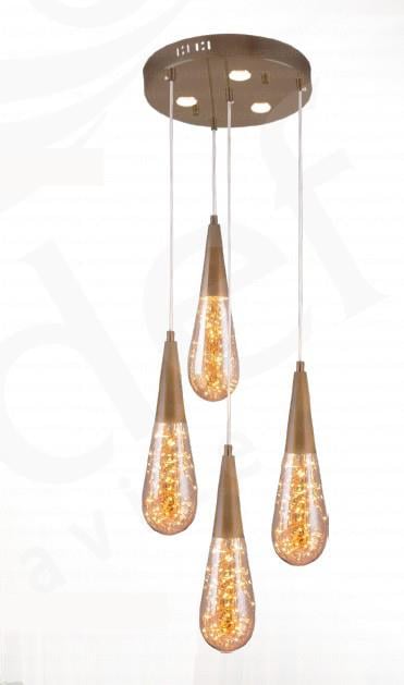 Sarkıt Avize Galaxy 4'lü Damla Cam Sarkıt Avize Eskitme – Modern Lüks Avize 4'lü Damla Cam Sarkıt Avize Eskitme