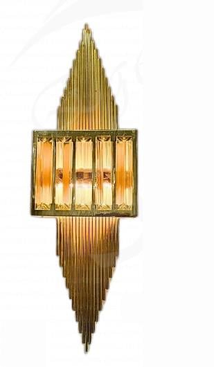 Modern Aplik Gold Kristal Camlı Duvar Apliği Art Deco Salon Apliği 50x14 cm Gold Kristal Camlı Duvar Apliği