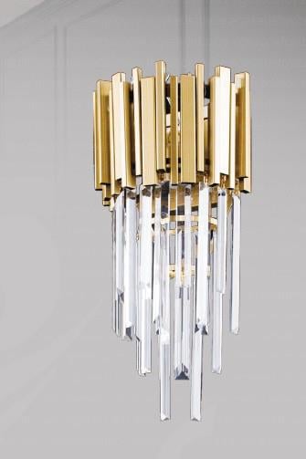 Kristal Avize Gold Kristal Taşlı Modern Duvar Apliği – Lüks Dekoratif Aplik Modern Gold Kristal Taşlı Duvar Apliği