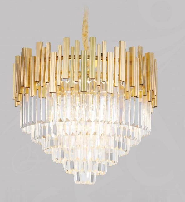 Kristal Avize Gold Kristal Taşlı Modern Sarkıt Avize 60 cm – Lüks Salon Avizesi Gold Kristal Taşlı Modern Sarkıt Avize